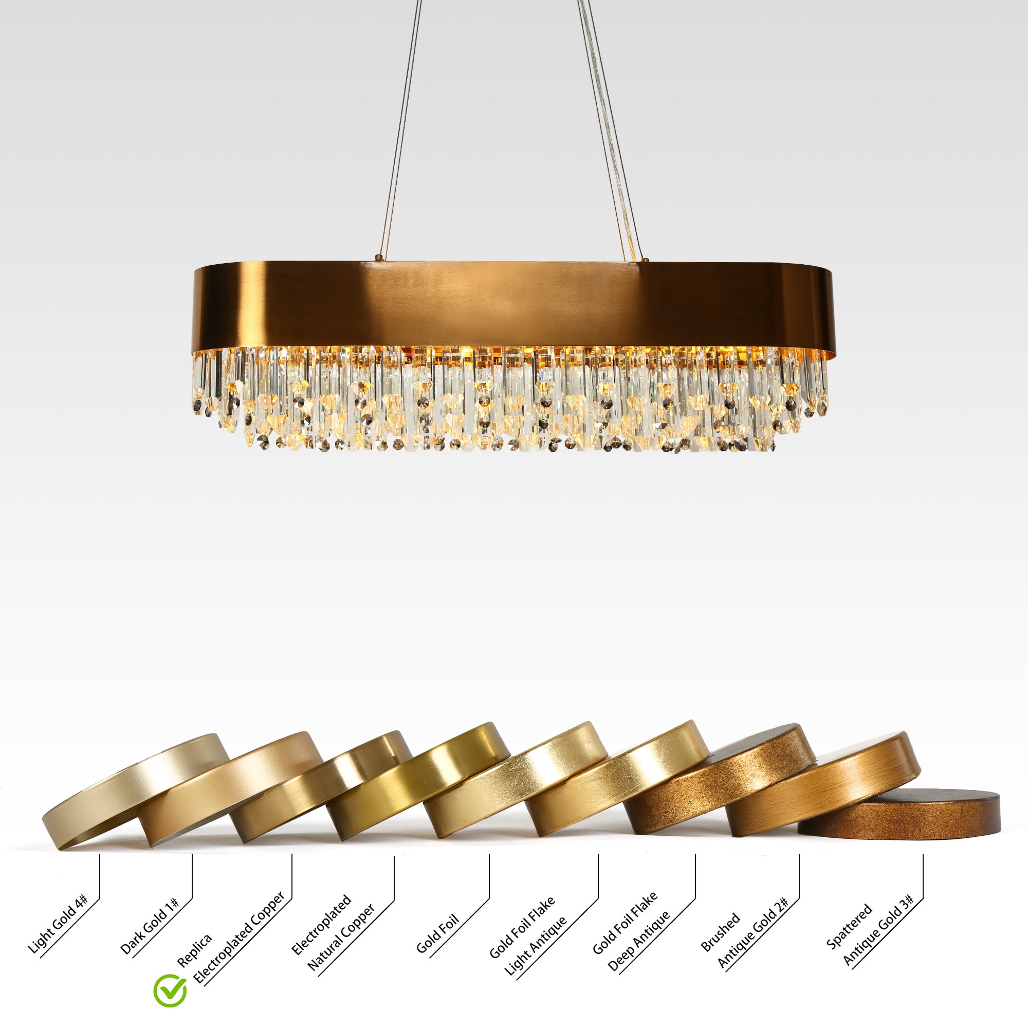 Elegant Brass and Crystal 10-Light Rectangular Chandelier