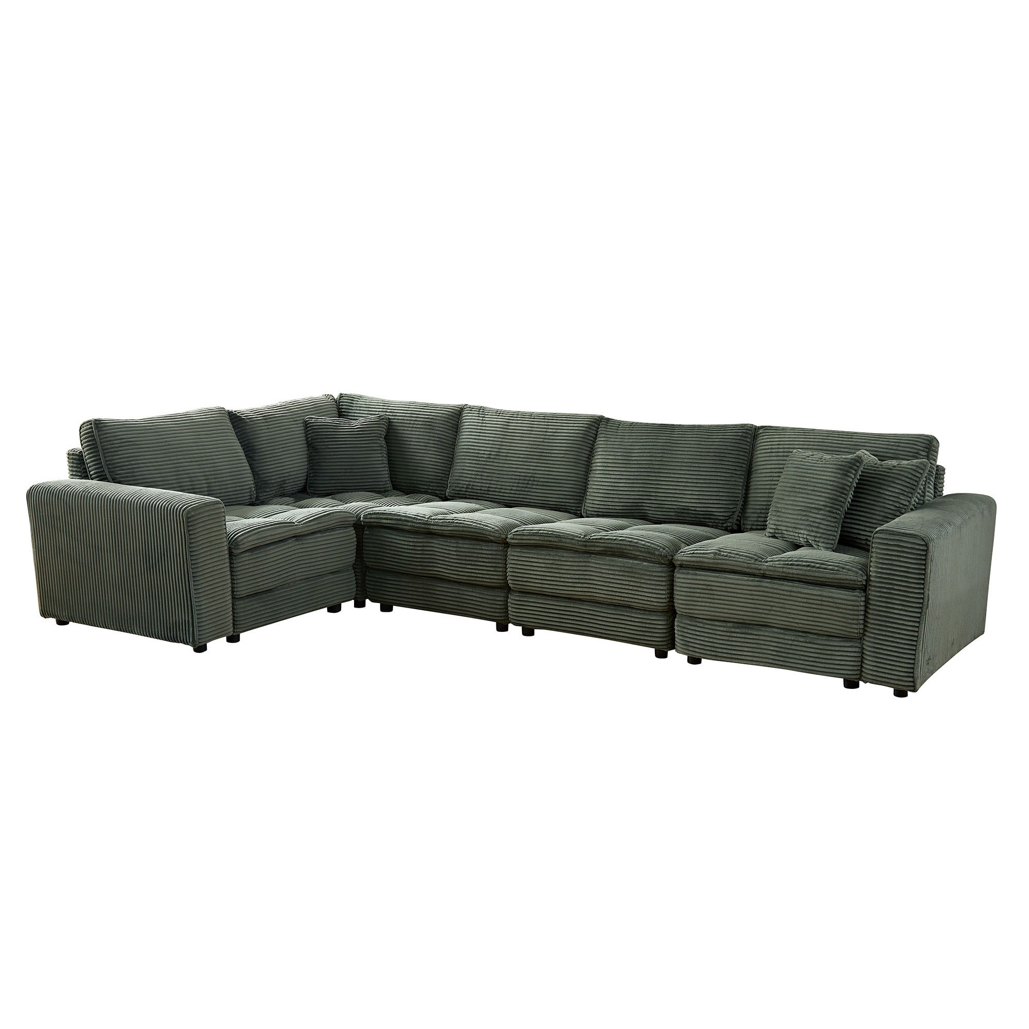 SINOFURN SYA020331BG 137.8-Inches Modern Green 5 -seater Reclining Sectional