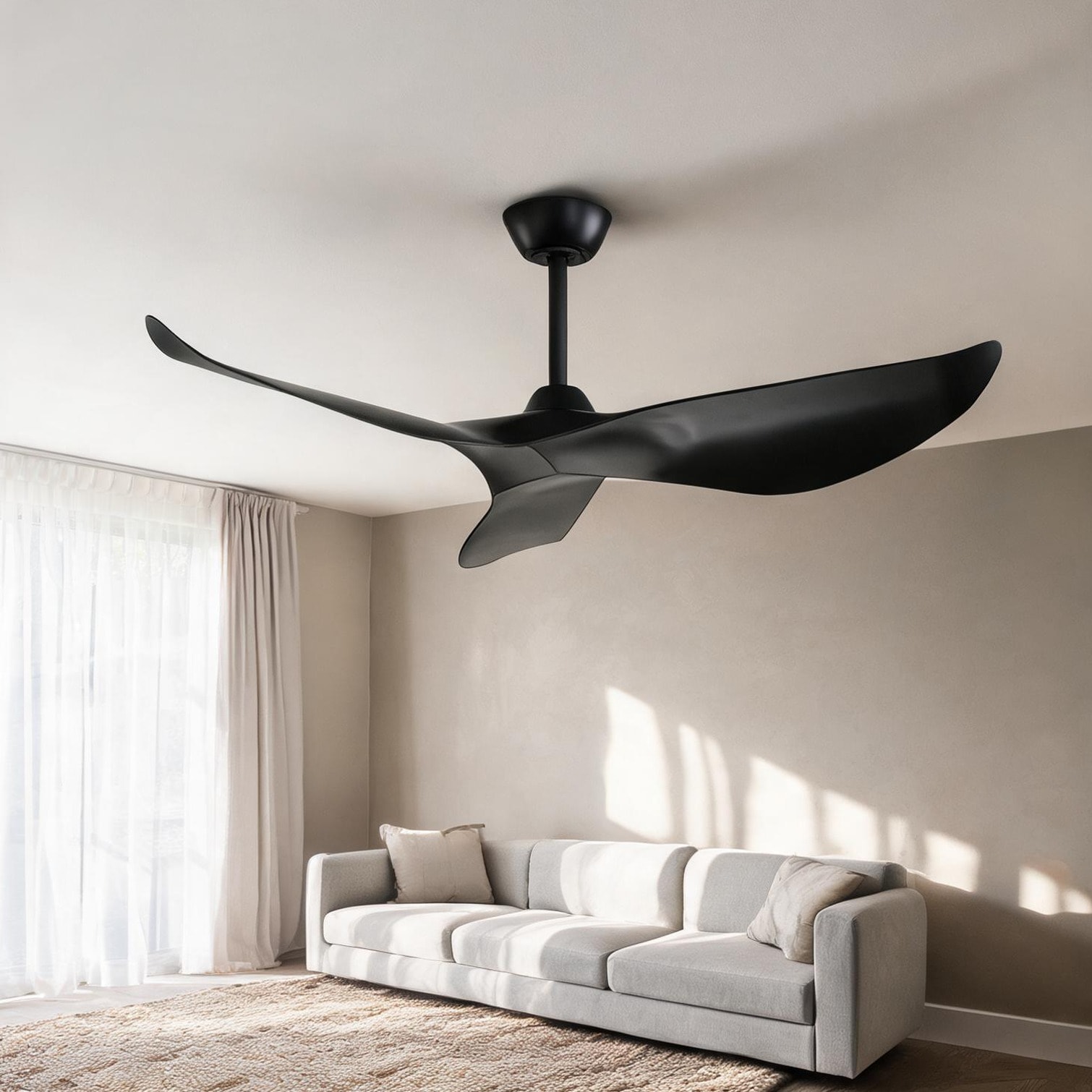 Naturefalls Black-Toned 52-Inch Indoor Ceiling Fan with 3 ABS Blades DC Motor and 6-Speed Remote Control