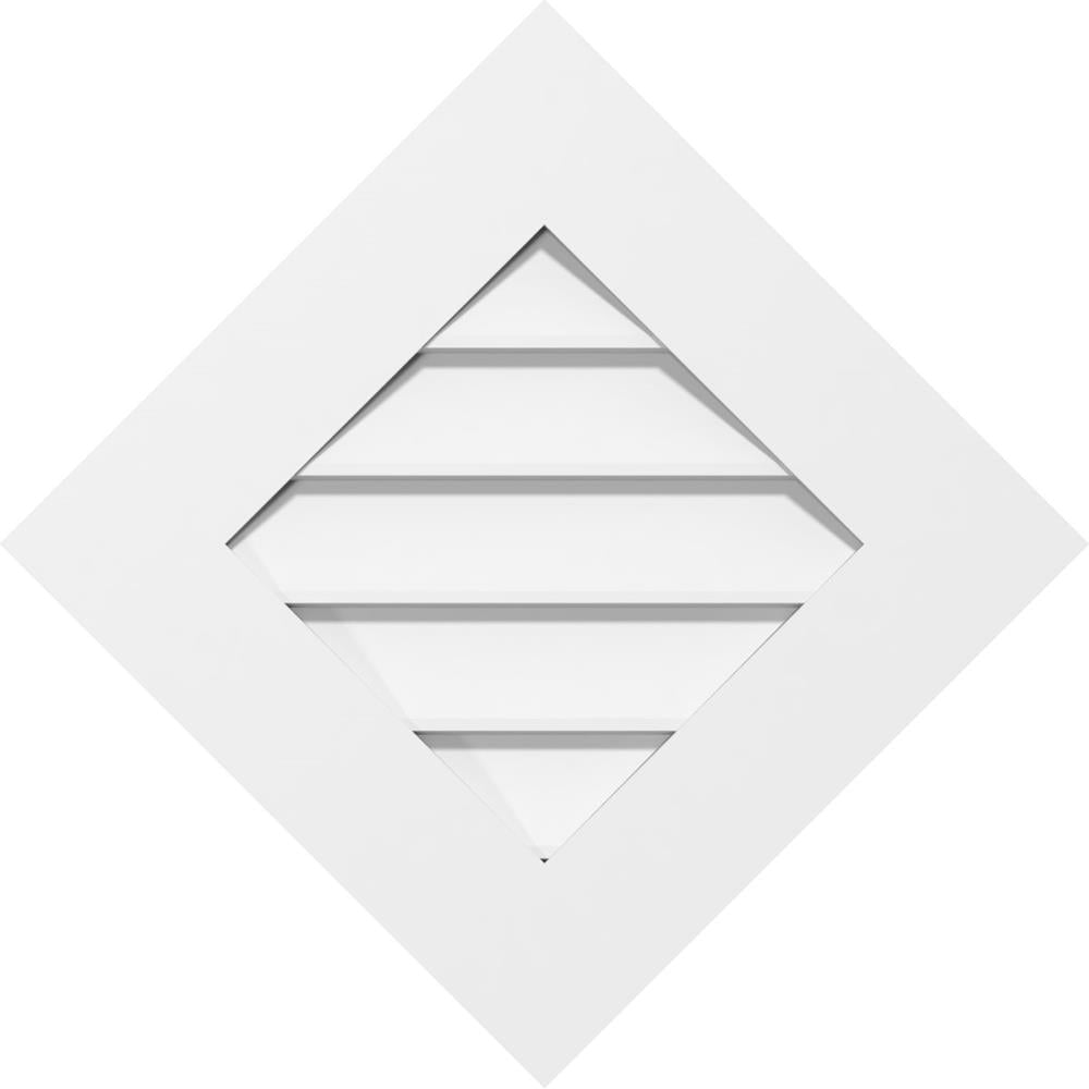 Ekena Millwork GVPDI38X3801SN 38-Inches x 38-Inches Off-white Diamond PVC Gable Louver Vent