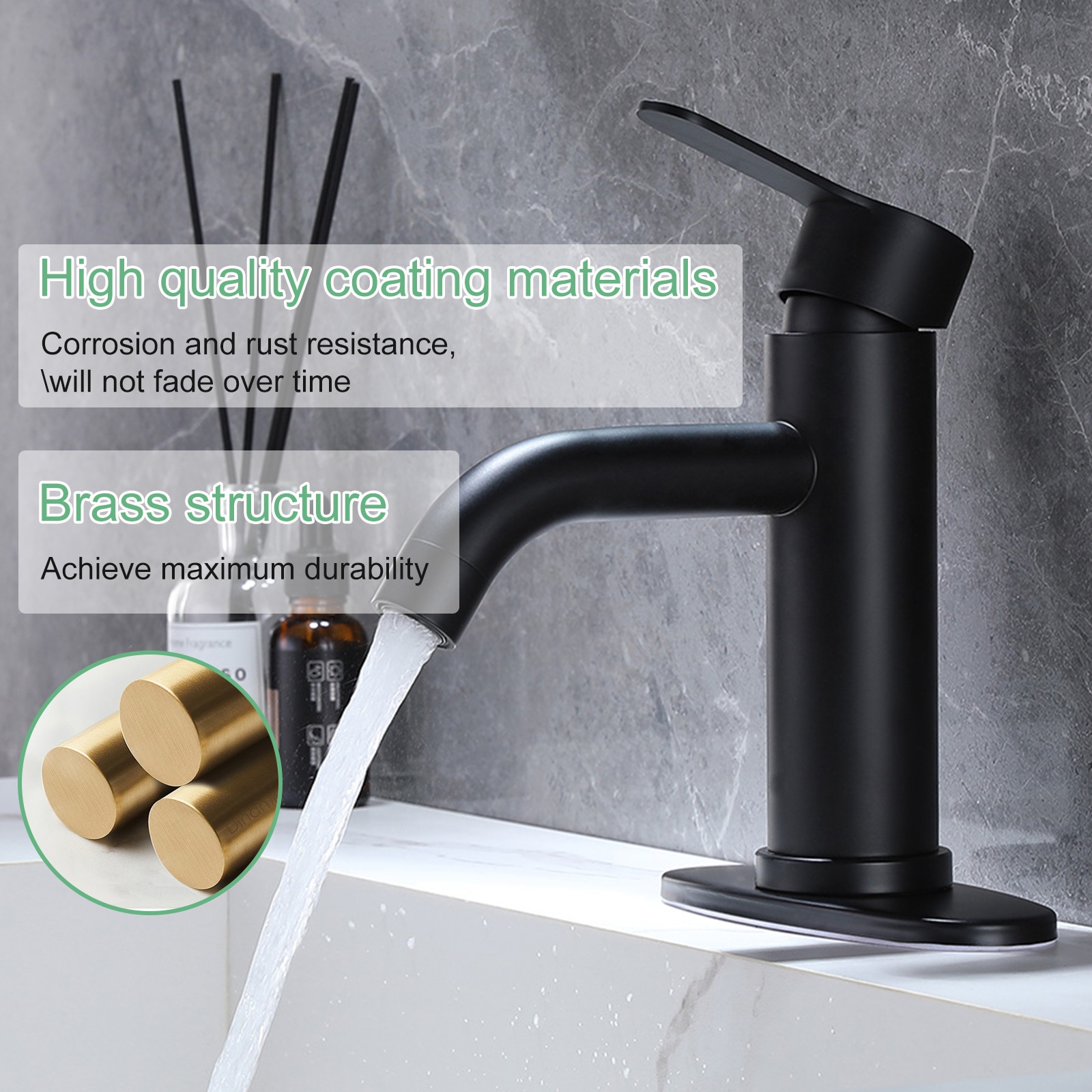 Matte Black Stainless Steel Single-Handle Bathroom Faucet