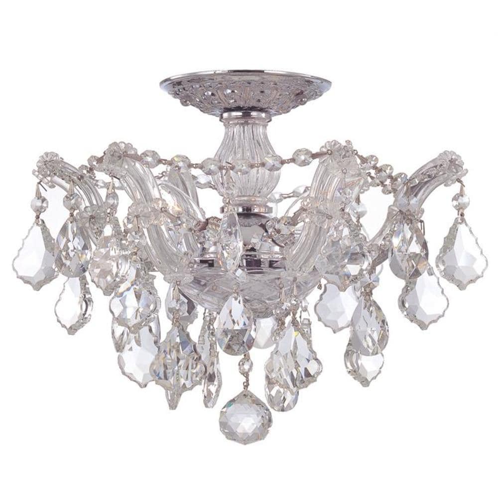 Crystorama 4430-CH-CL-SAQ Maria Theresa 3 -Light 13.5-in Polished Chrome Semi Flush Mount Light