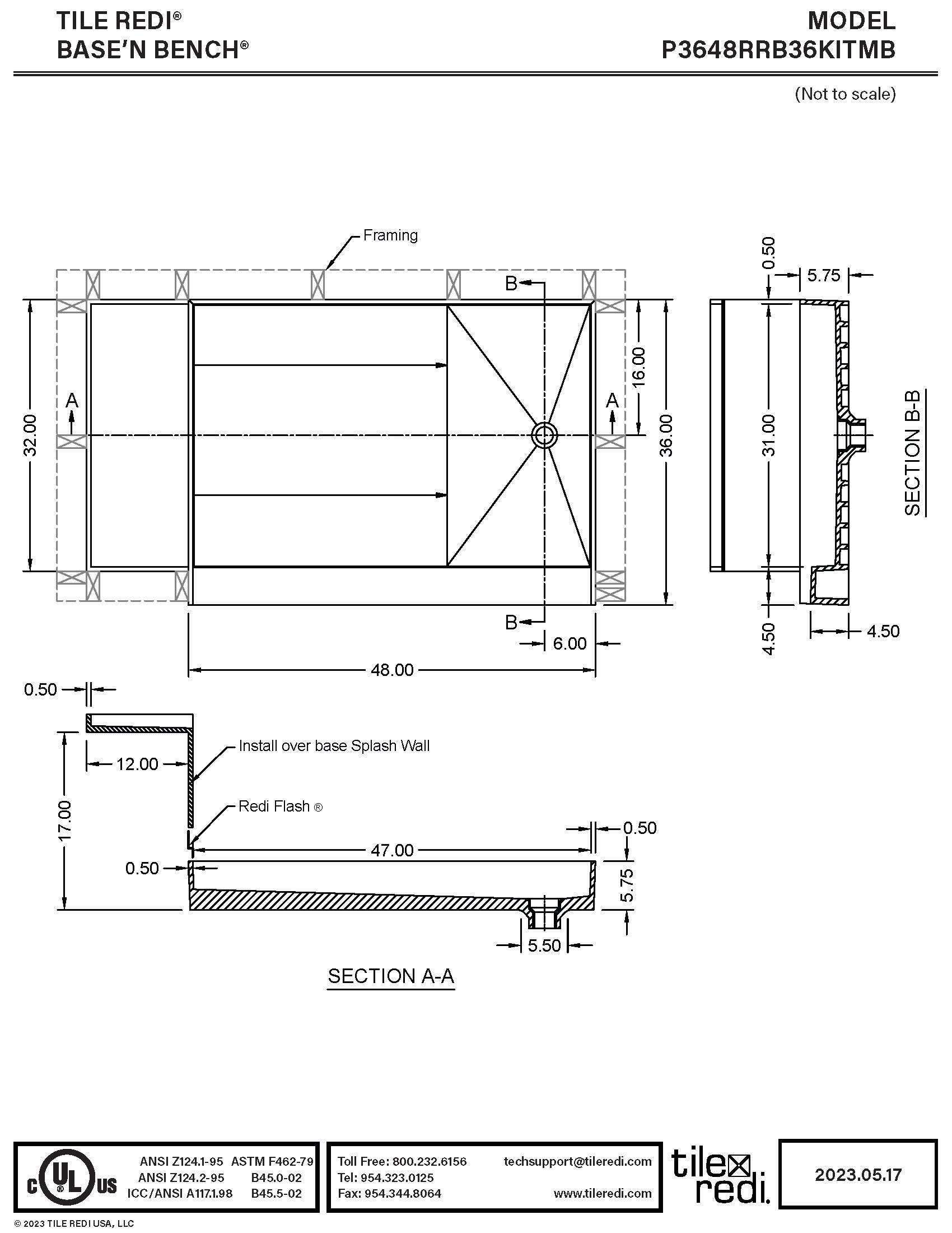 Tile Redi P3648RRB36KITMB Shower-Floors - View #7