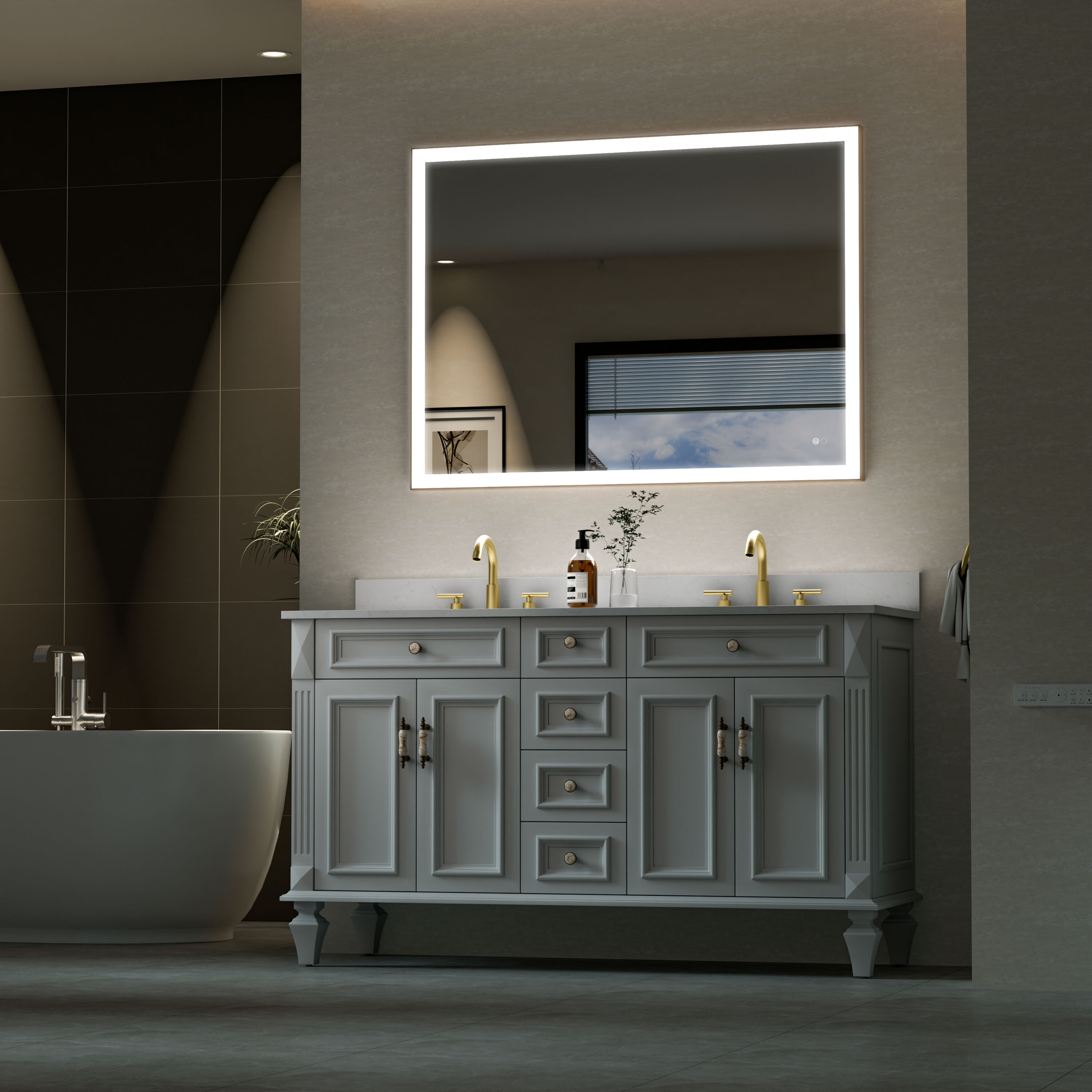 WELLFOR W5FM4836GD Framed-Bath-Mirrors - View #15