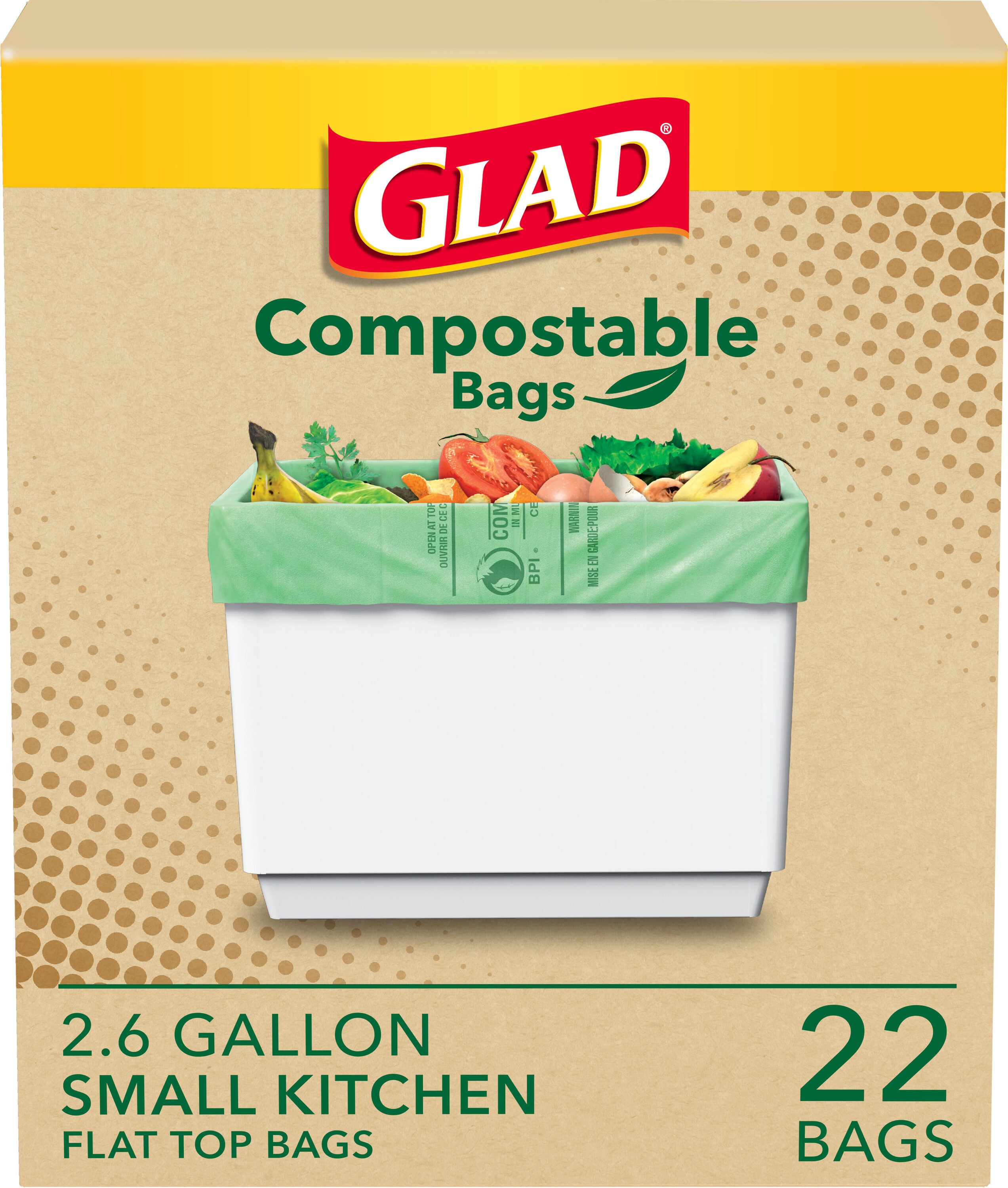 Hefty Compostables Lawn & Leaf Garbage Bags, 33 Gallon, 6 Count 