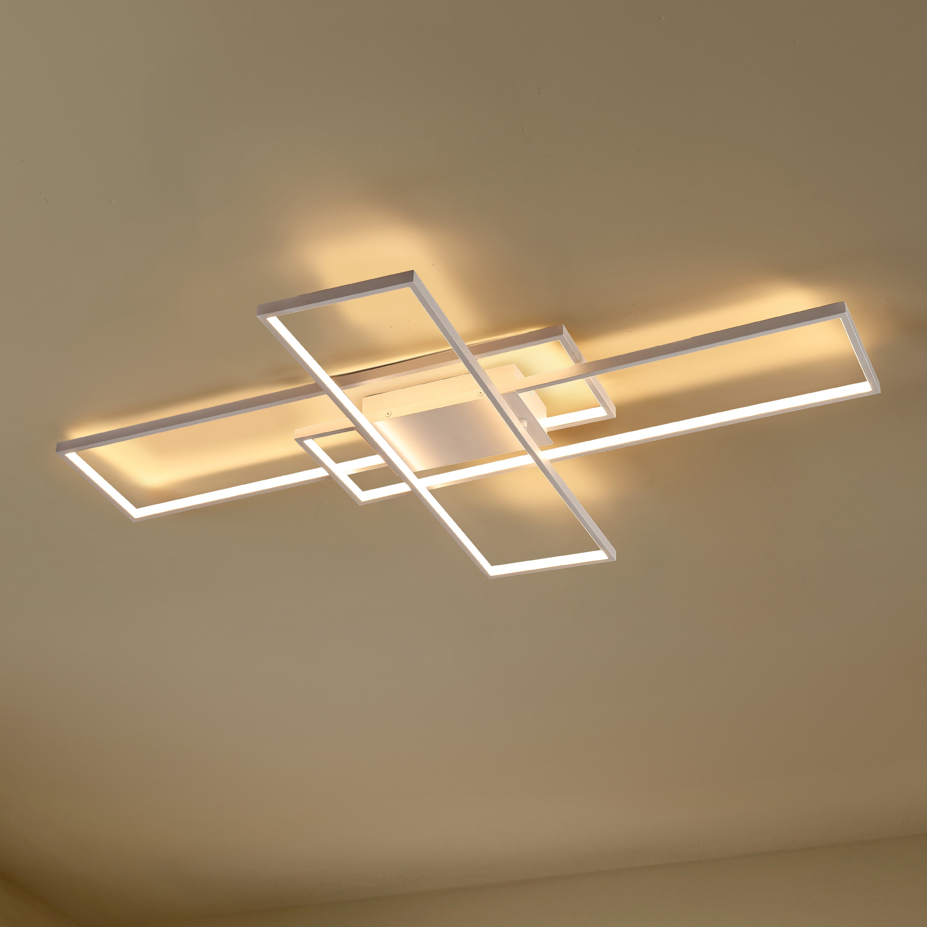 JONATHAN  Y JYL7152B Palco Minimalist Metal Adjustable Geometric 39-in Polished White Flush Mount Light