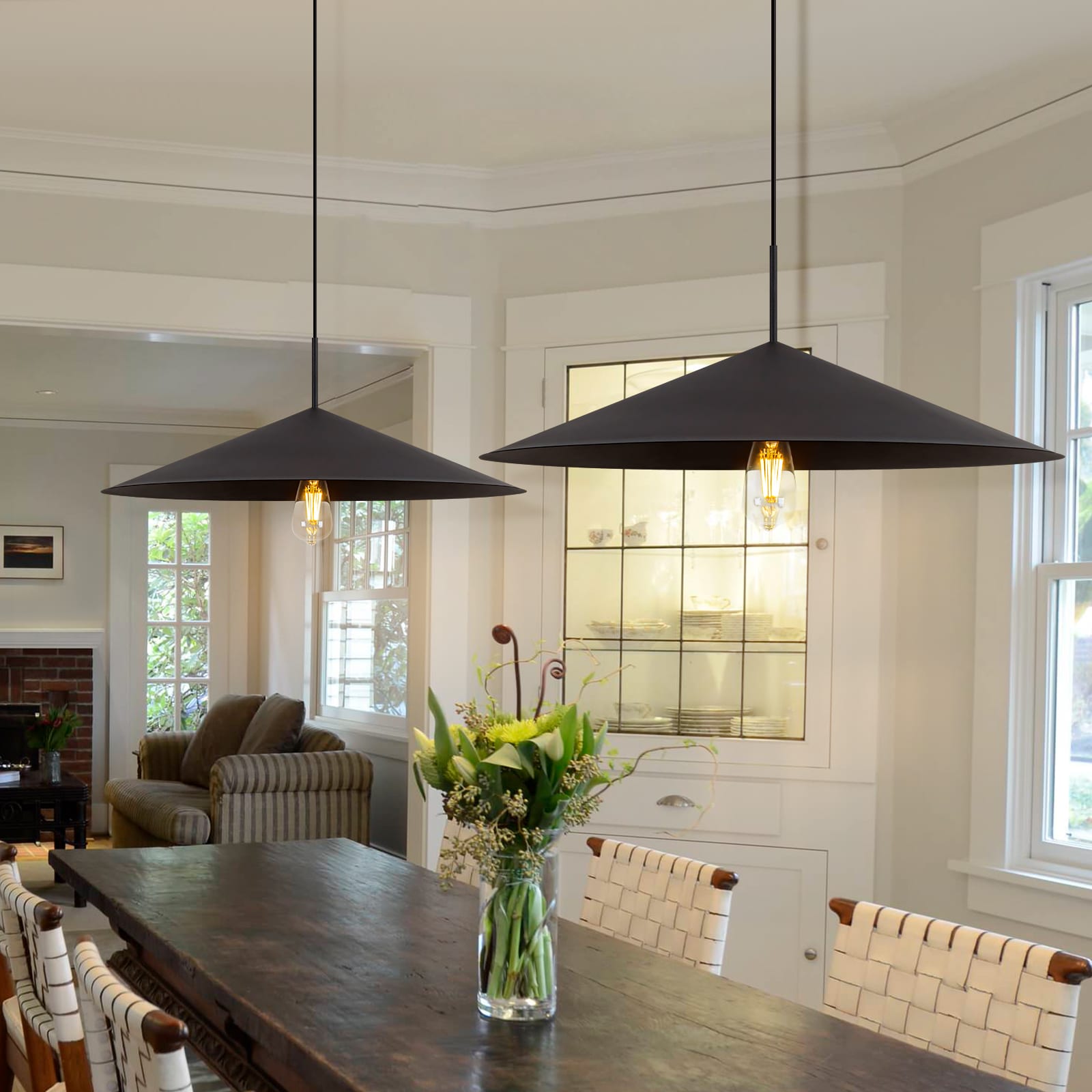 EDISLIVE Black Industrial Cone Led, Large Hanging Kitchen