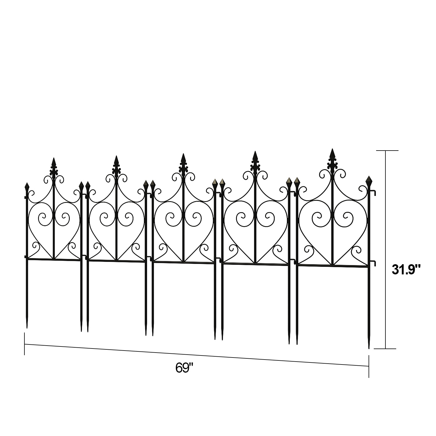 MIDHAM 0.315-in x 13.8-in x 31.9-in 5-Pack Black Metal Steel Decorative ...