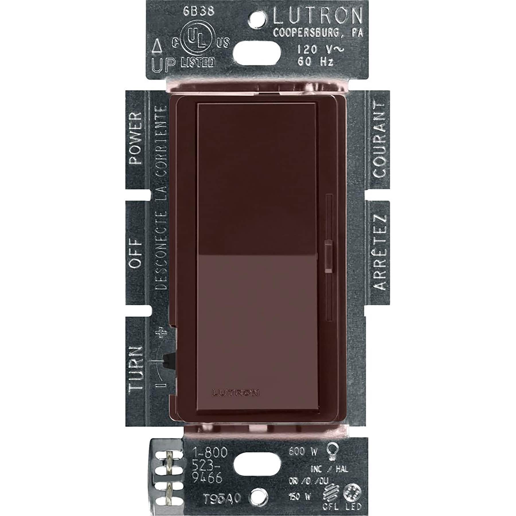 Lutron DVCL-153P-BR Diva Single-pole/3-way LED Rocker Light dimmer Brown