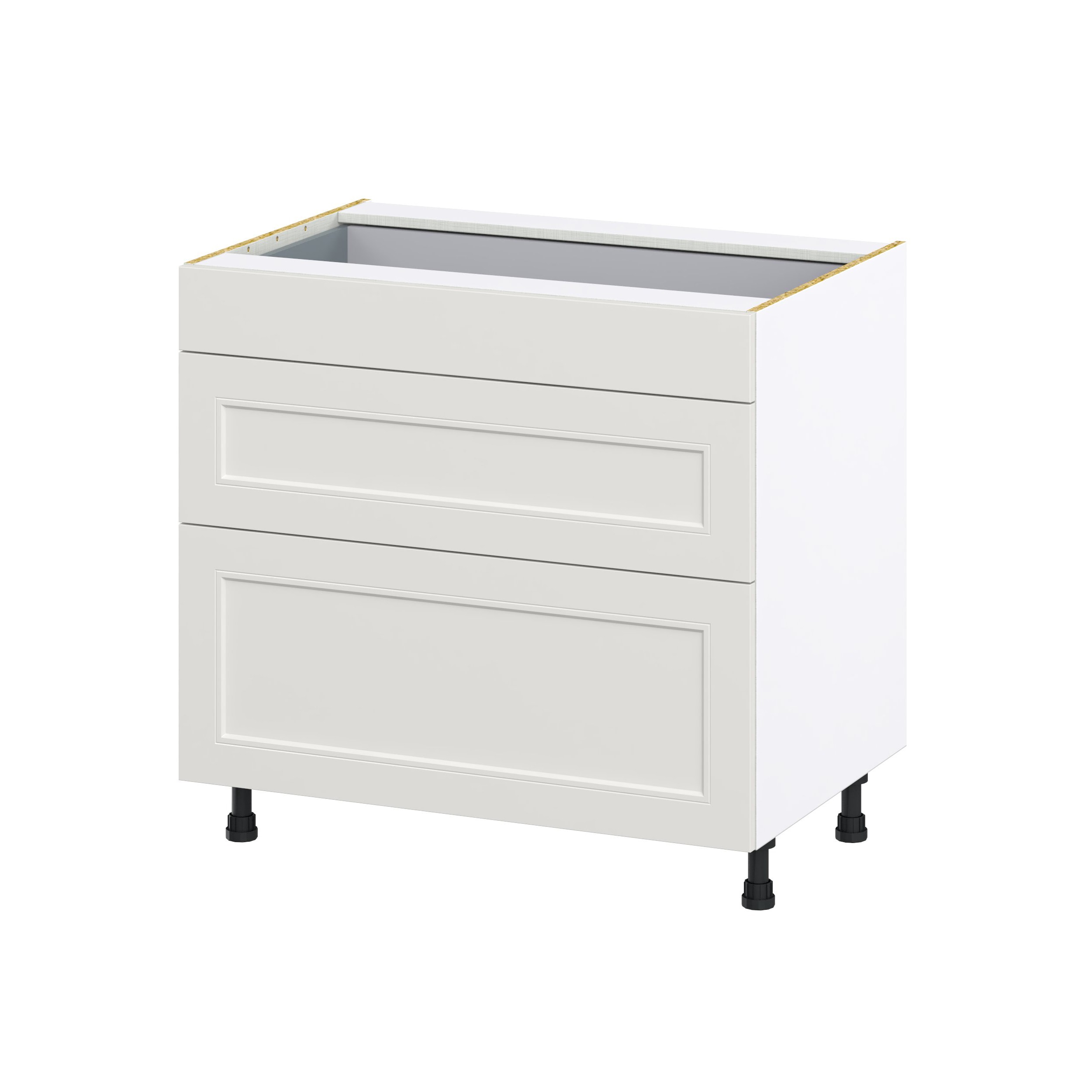Hugo&Borg DSB3D36-BE Belcourt 36-in W x 34.5-in H x 24-in D Painted Light Gray 3 -Drawers Drawer Base Fully assembled Cabinet (Recessed Panel Shaker)