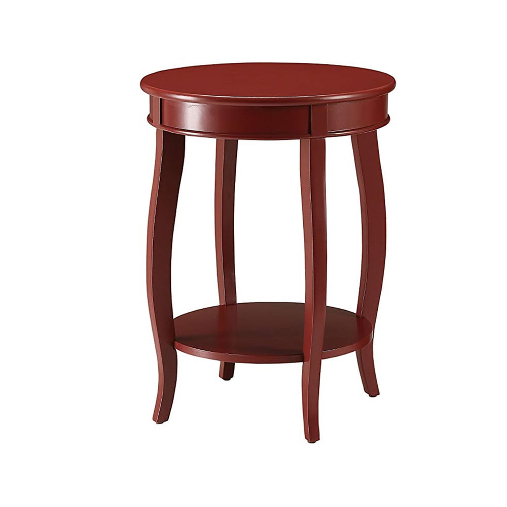 Benzara BM157289 18-Inches W x 24-Inches H Red Wood Round Modern End Table with Storage Assembly Required