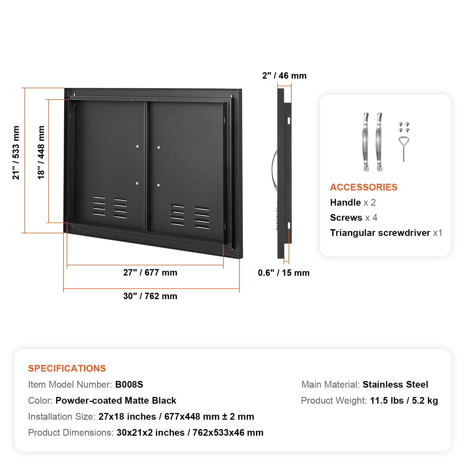 VEVOR SMMBSCJMHS30RL2L0V0 Builtin-Grill-Cabinet-Parts - View #10