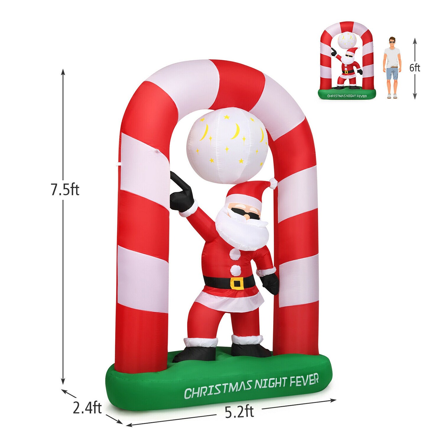 WELLFOR 7.5-ft Lighted Santa Christmas Inflatable Archway in the ...