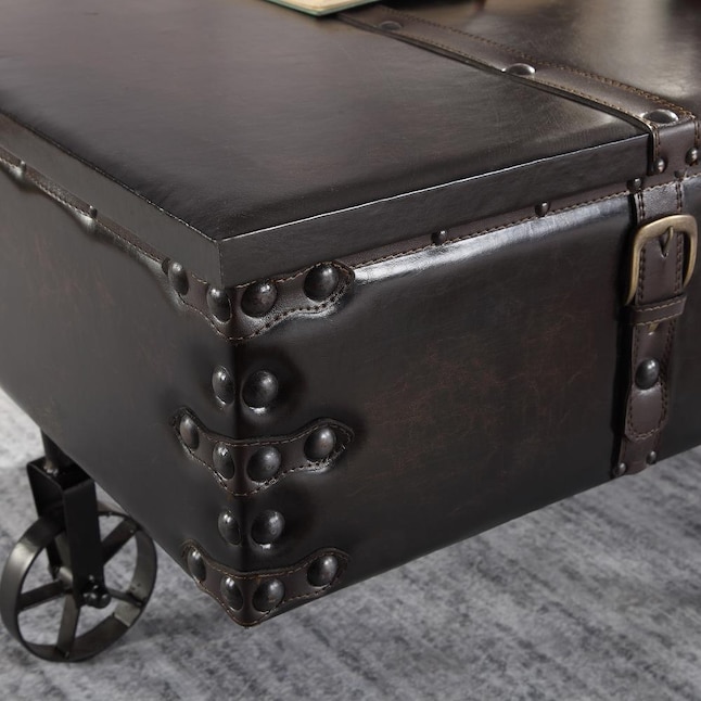 Coffee Tables Department At, Firstime And Co Black Faux Leather Coffee Table
