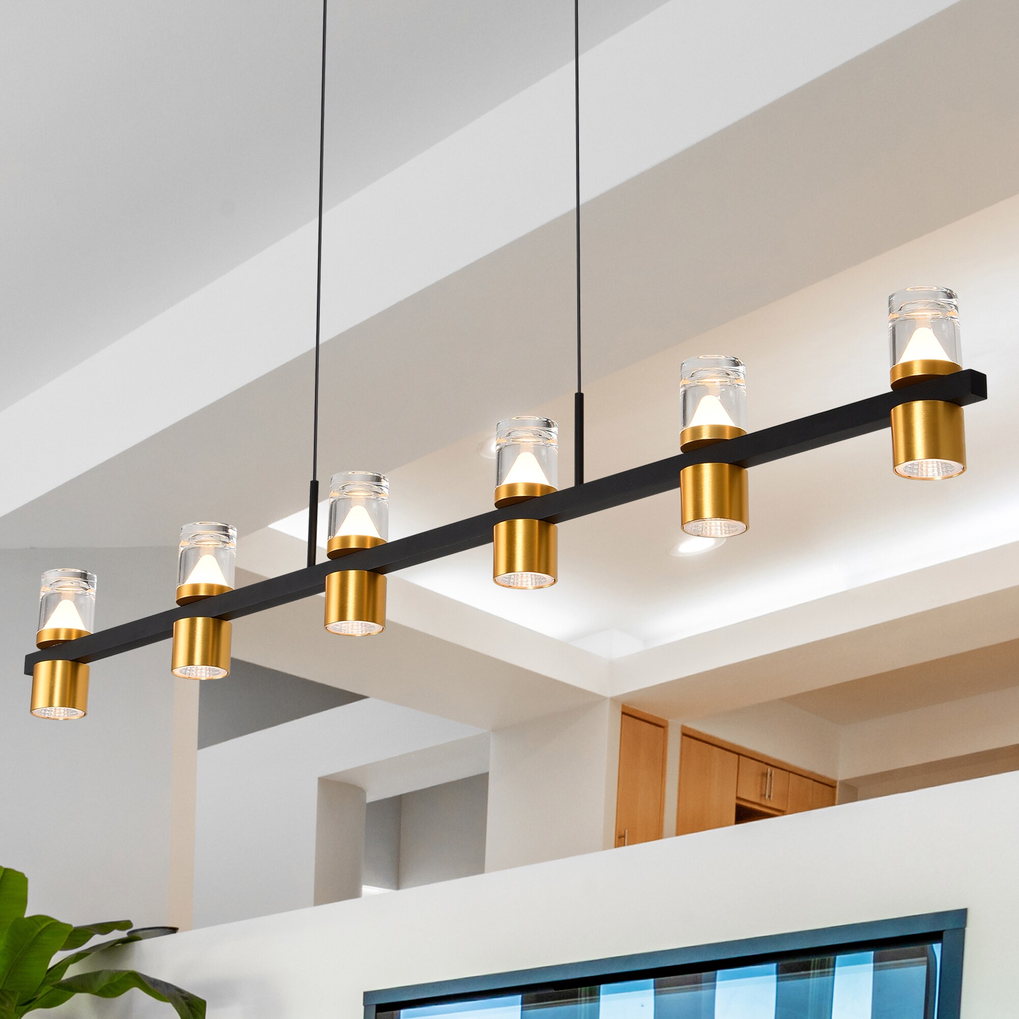 VONN Lighting VMC34247BL Ellegi 6 -Light Matte Black Modern/contemporary Integrated LED Crystal For Use in Bedrooms, Dining Rooms, Foyers, Kitchens, Living Rooms Chandelier