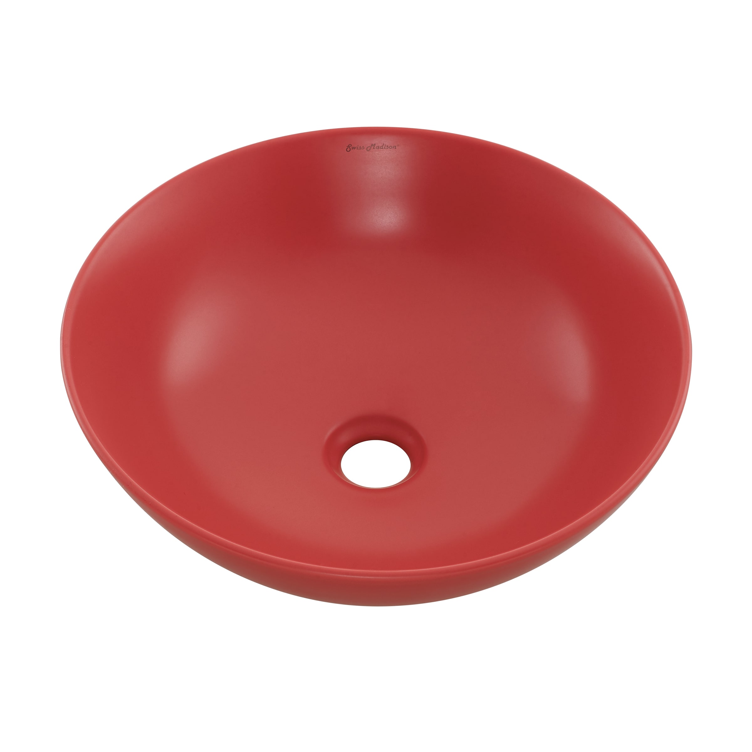 Swiss Madison SM-25-VSCHX07RD Chaux Ceramic Vessel Round Modern Matte Red Bathroom Sink ( 16-Inches x 16-Inches )