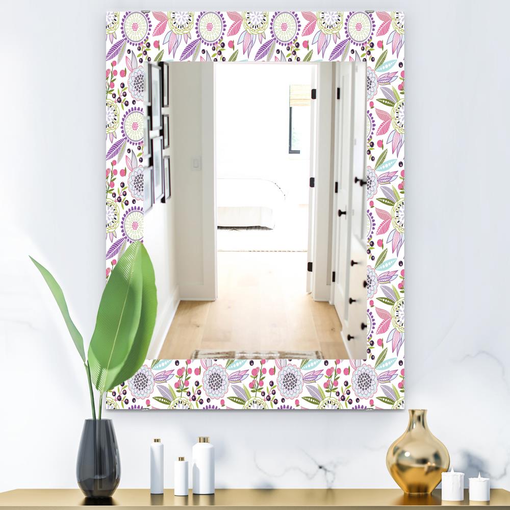 Designart 23.6-in W x 23.6-in H Purple Polished Wall Mirror at Lowes.com