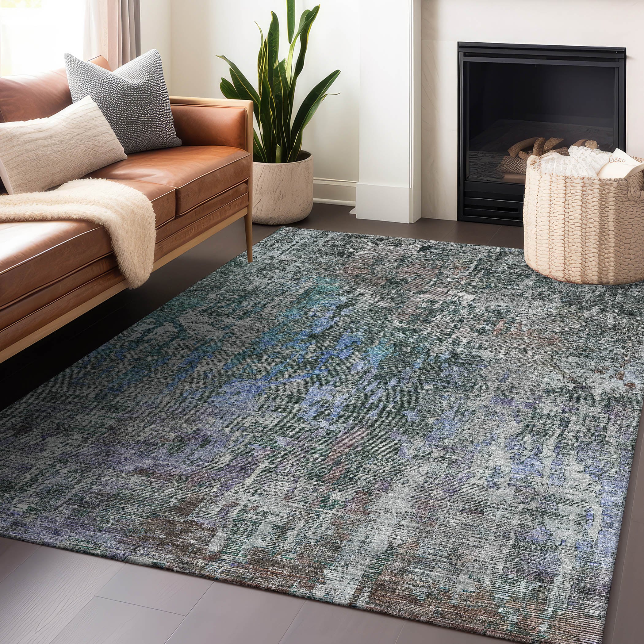 Addison Rugs ACN1237FE8X10 Chantille ACN1237FE 8 x 10 (ft) Polyester Fern Rectangular Indoor/Outdoor Geometric Machine washable Area rug