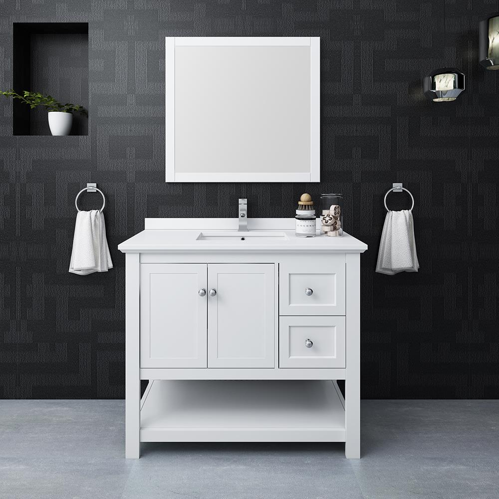 Fresca Cambria 42-in White Undermount Single Sink Bathroom Vanity with ...