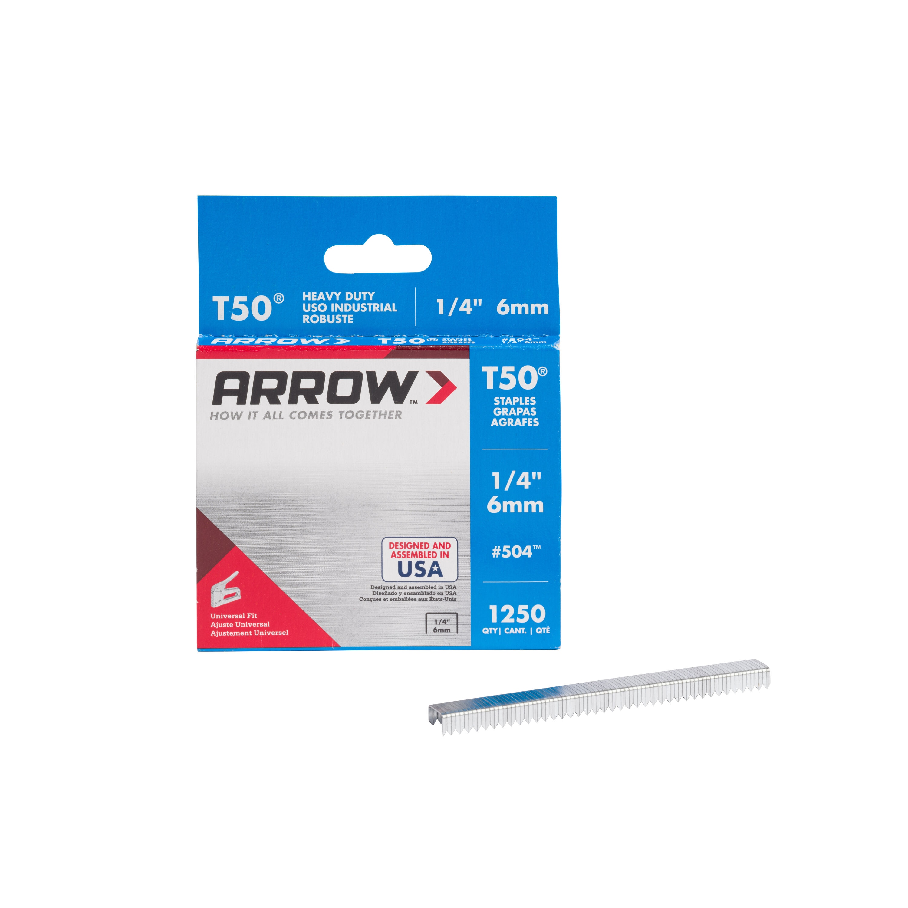 Arrow 504SS1 1/4-in Leg x 3/8-in 20 -Gauge Heavy-duty staples 1000 -Per Box