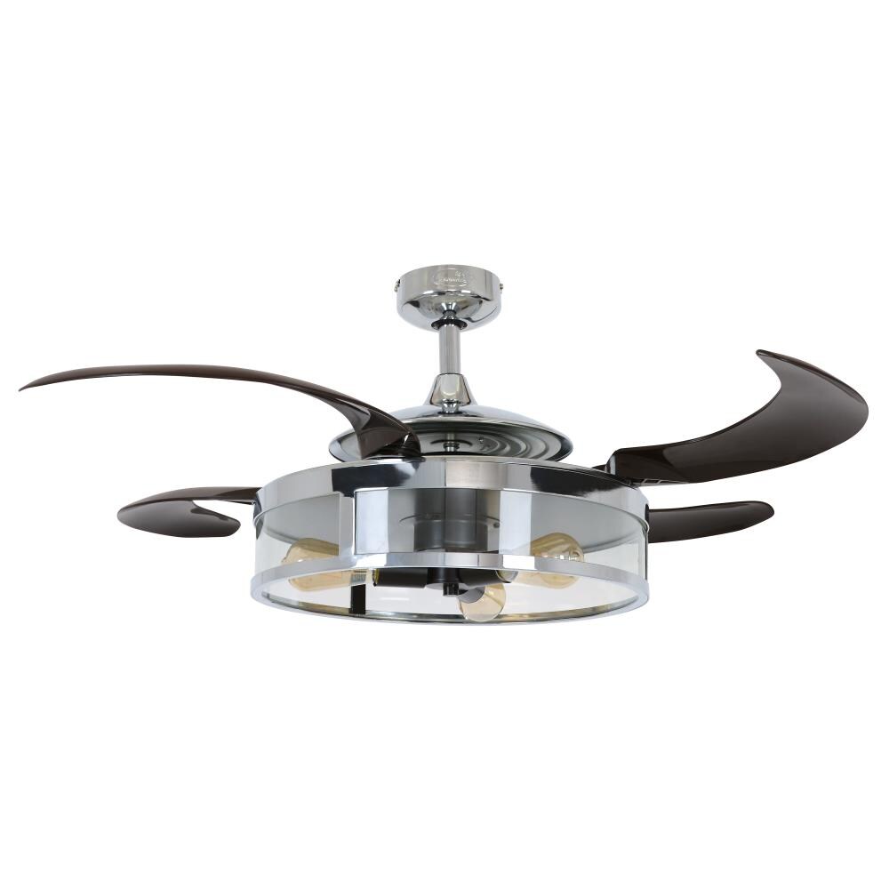 Fanaway 212929010 Classic 48-in Chrome with Espresso Blades Ceiling Fan With Light - Remote Included ( 4 -Blade )