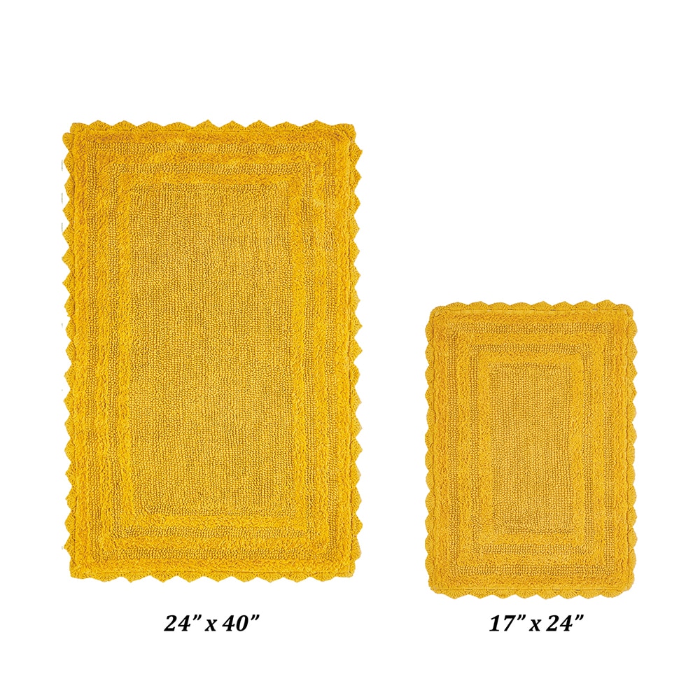 Yellow Cotton Tufted Reversible Bath Rug Set, 24" x 40"