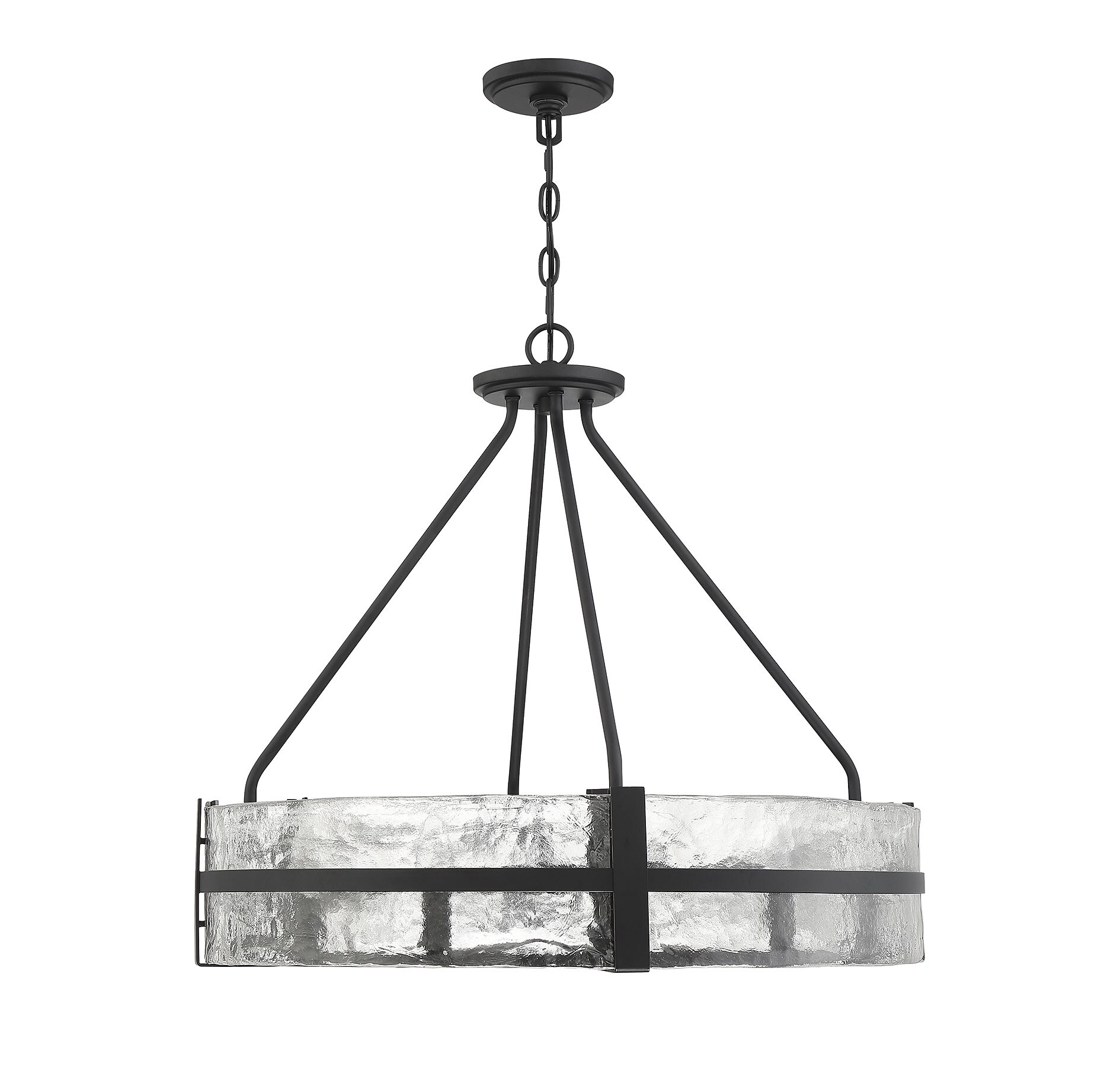 Hudson Matte Black and Clear Glass 8-Light Pendant