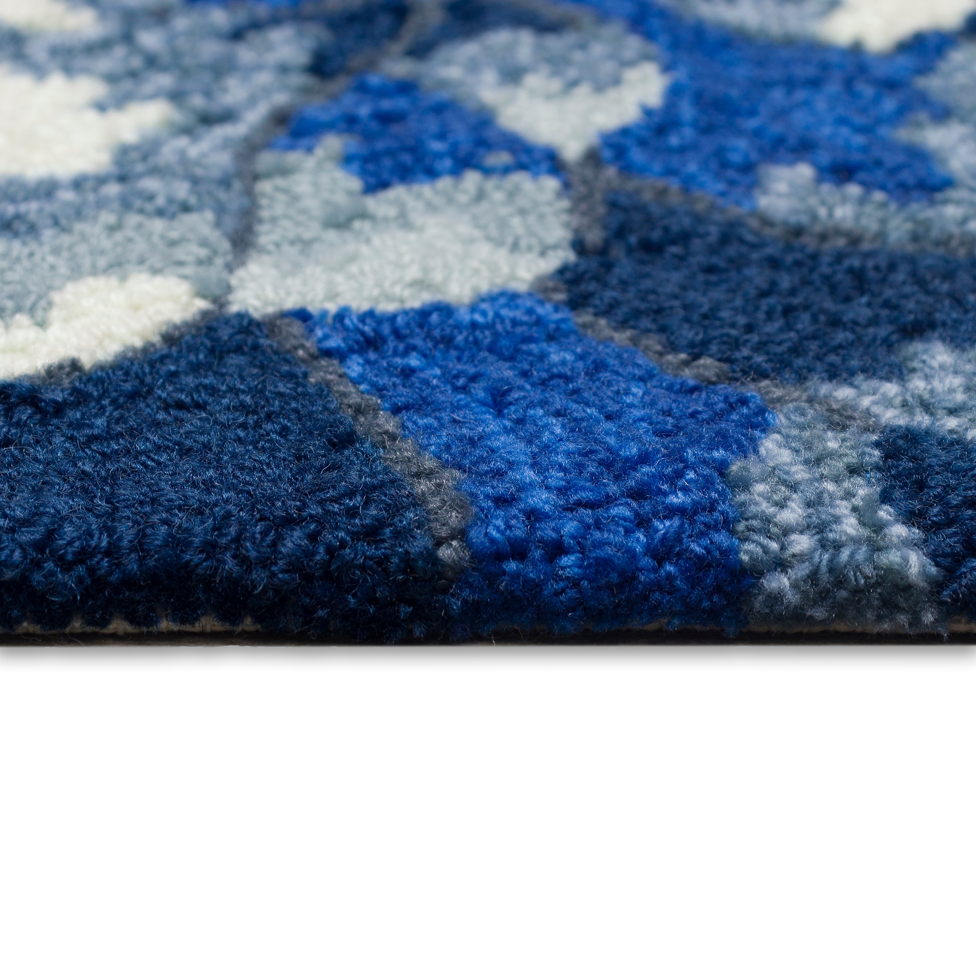 Handmade Blue Tufted Rectangular Synthetic Rug