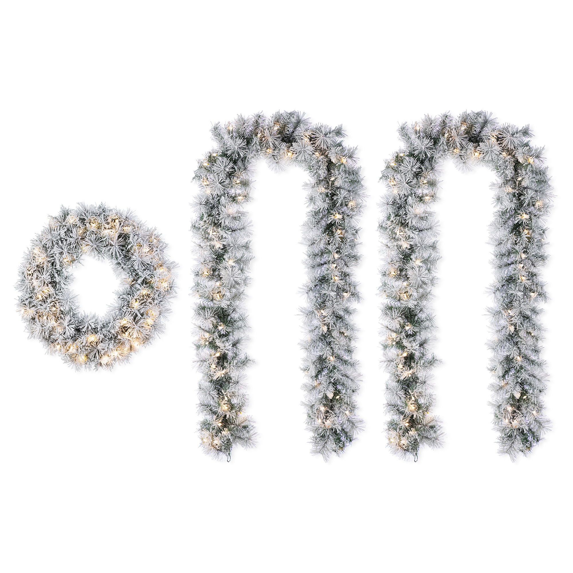 Glitzhome Indoor Pre-lit Battery-operated 9-ft Artificial Garland with White LED Lights