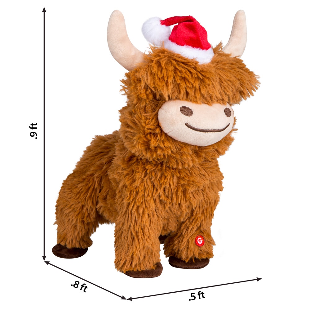 Highland Cow With Mooing Sound, Realistic Soft Cuddly Farm Toy