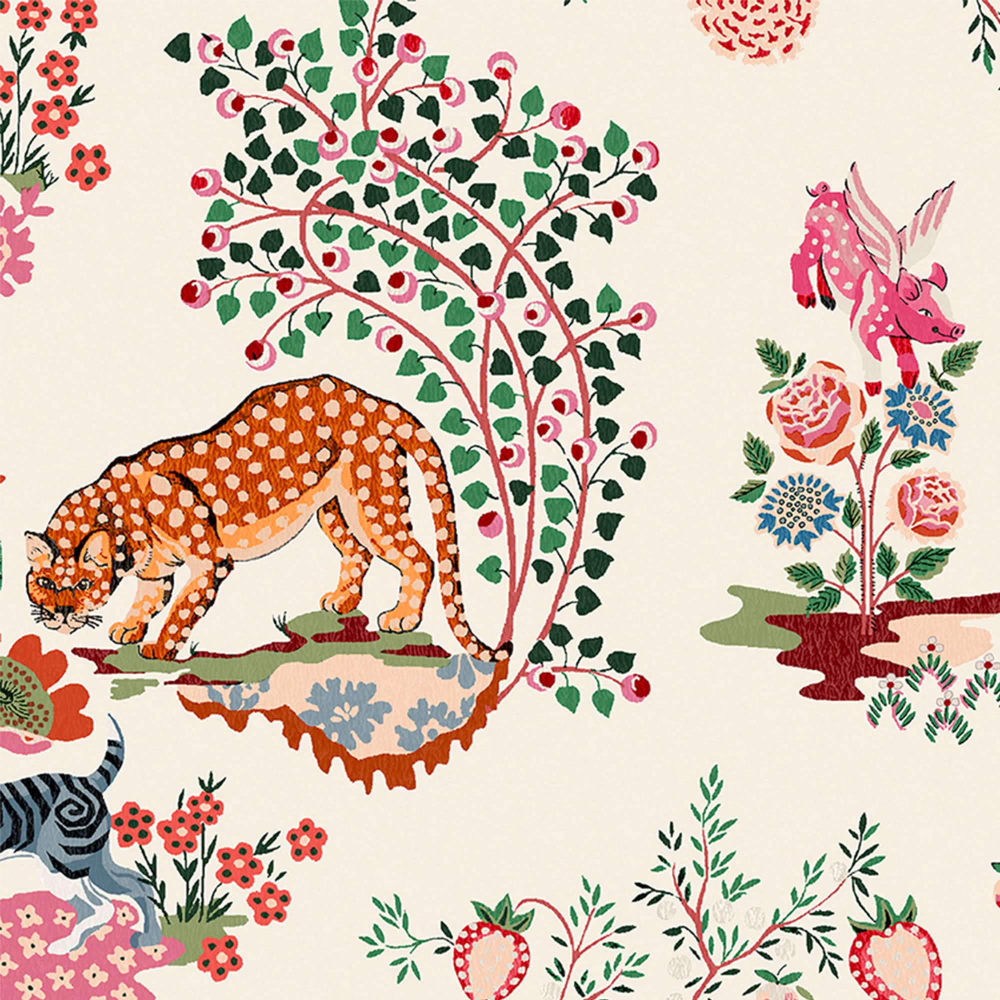 Cath Kidston 56-sq ft Cream Non-woven Animals Unpasted Wallpaper in the ...