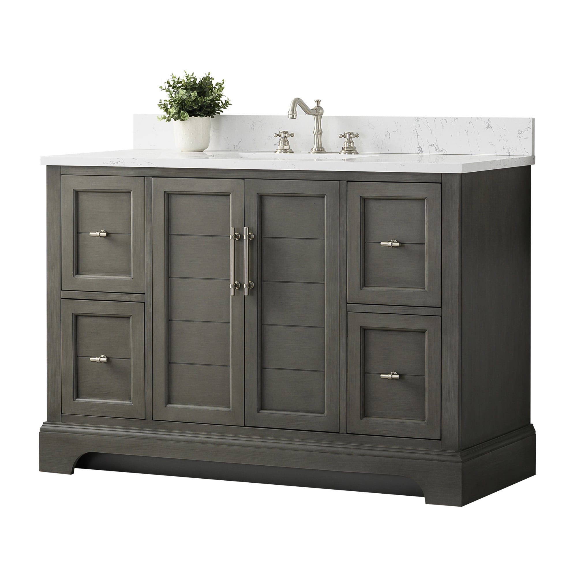 Silver Gray 48" Single Sink Bathroom Vanity with Engineered Marble Top