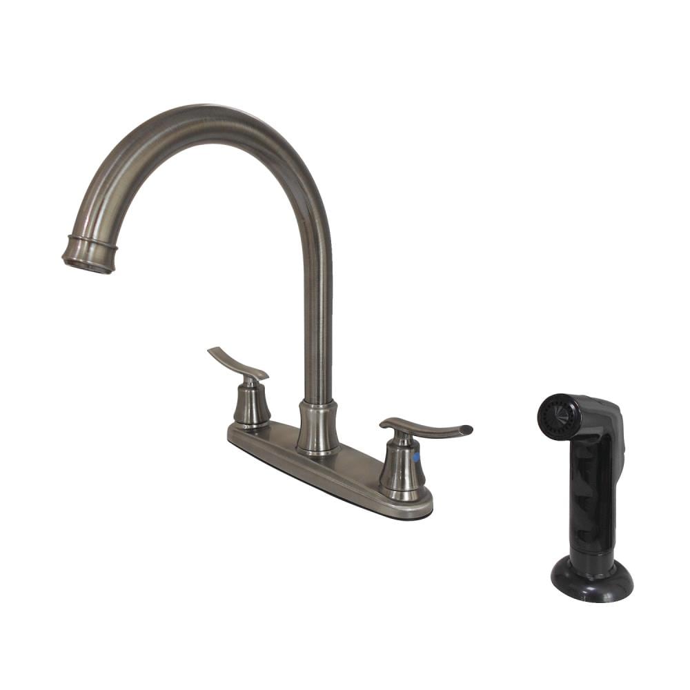 Kingston Brass Jamestown Black Stainless 2 Handle Deck Mount High Arc Handle Kitchen Faucet Deck Plate Included In The Kitchen Faucets Department At Lowes Com