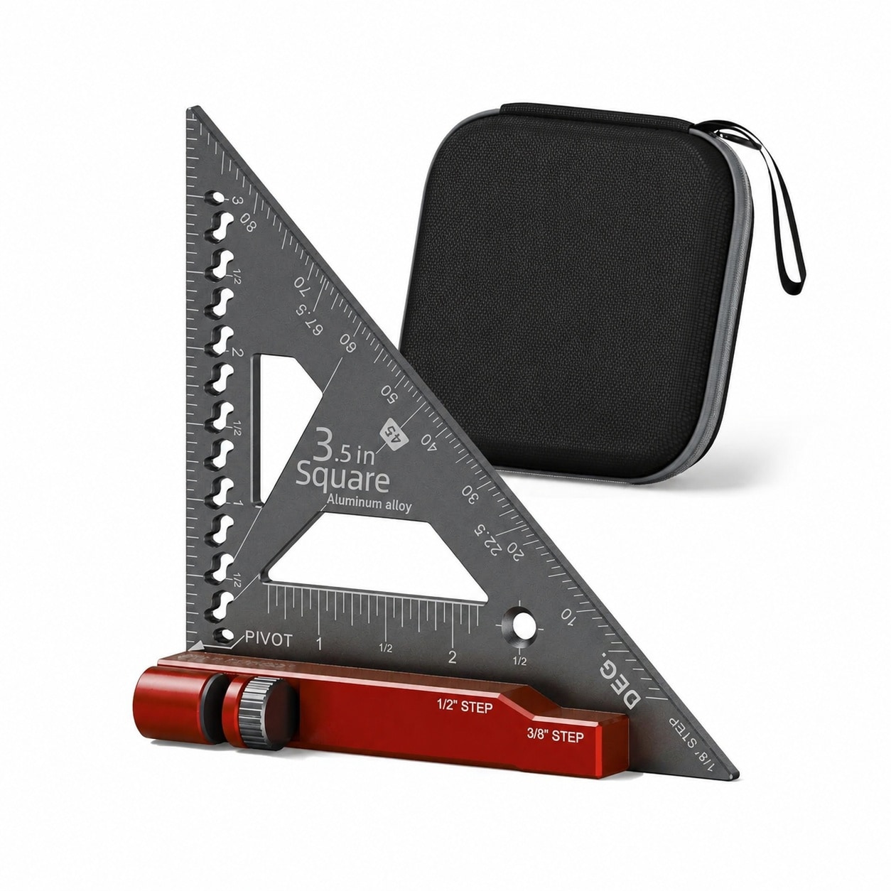 Ahfiwaso Mini Square Woodworking Tool with Flip Stop 90 Degree Small Square Precision Measuring Gauge Triangle Rule Red Gray #LAH0819Q307