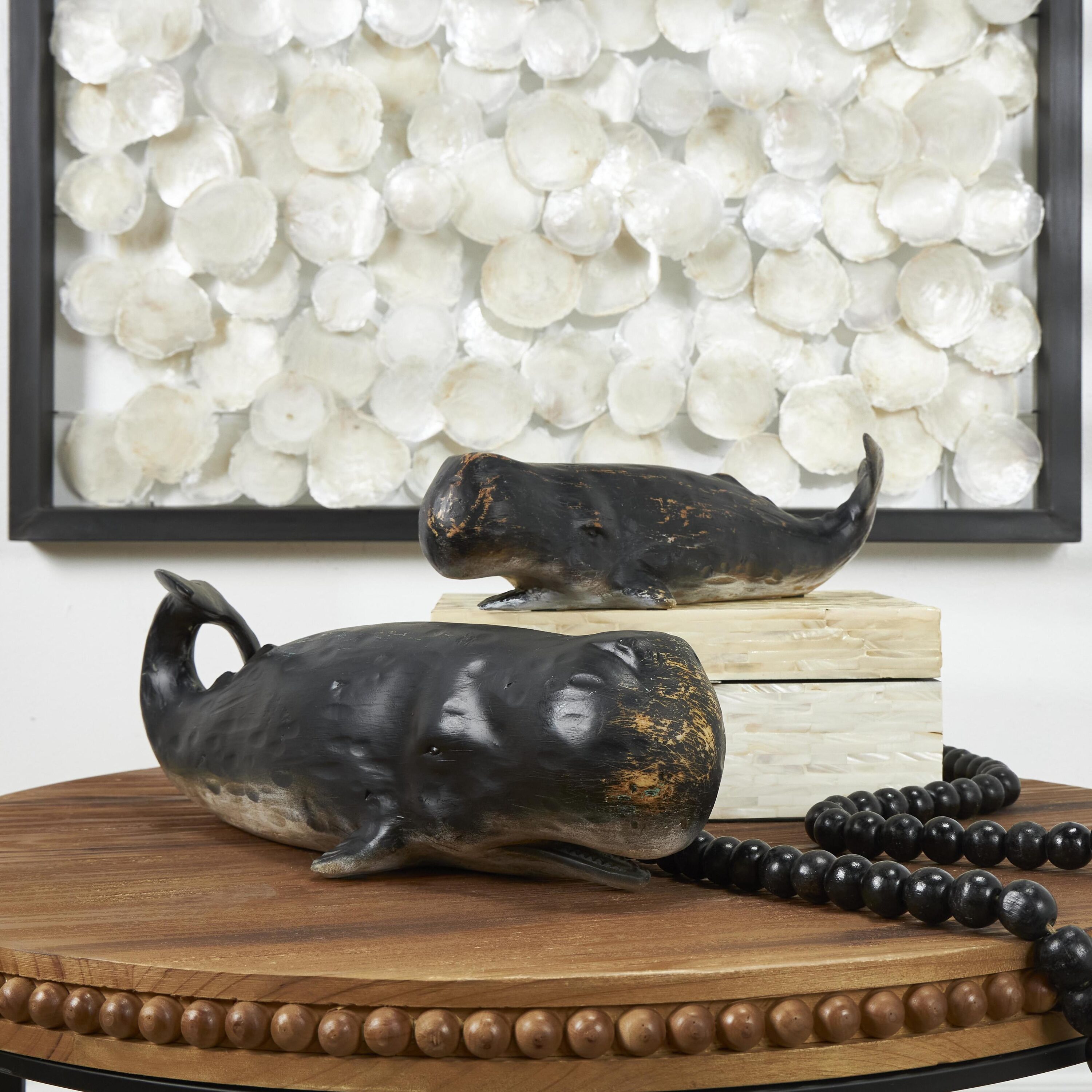 Grayson Lane 820949 2 -Pack Black Stone Coastal Sculpture