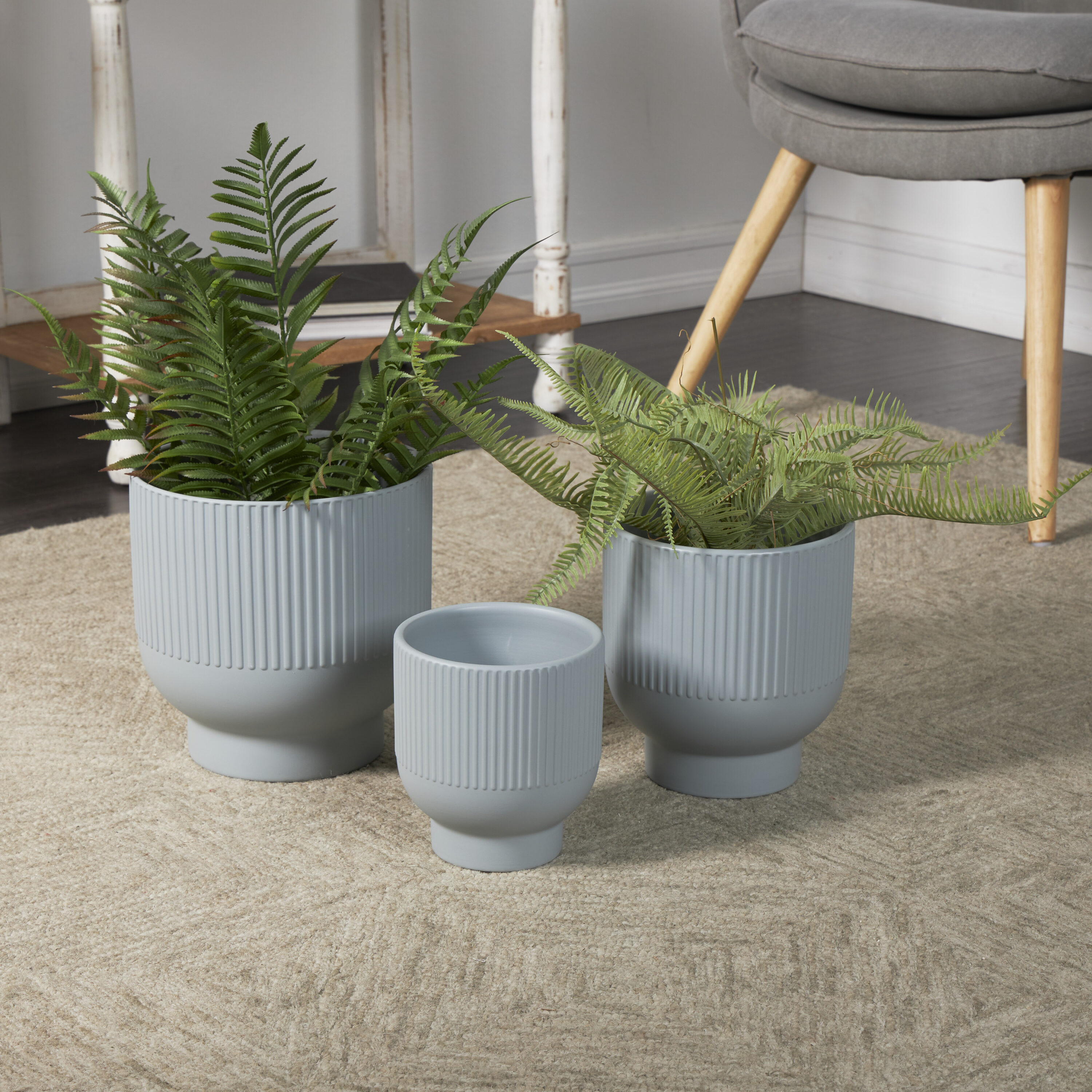 Aisa Blue Ceramic Round Planter Set of 3
