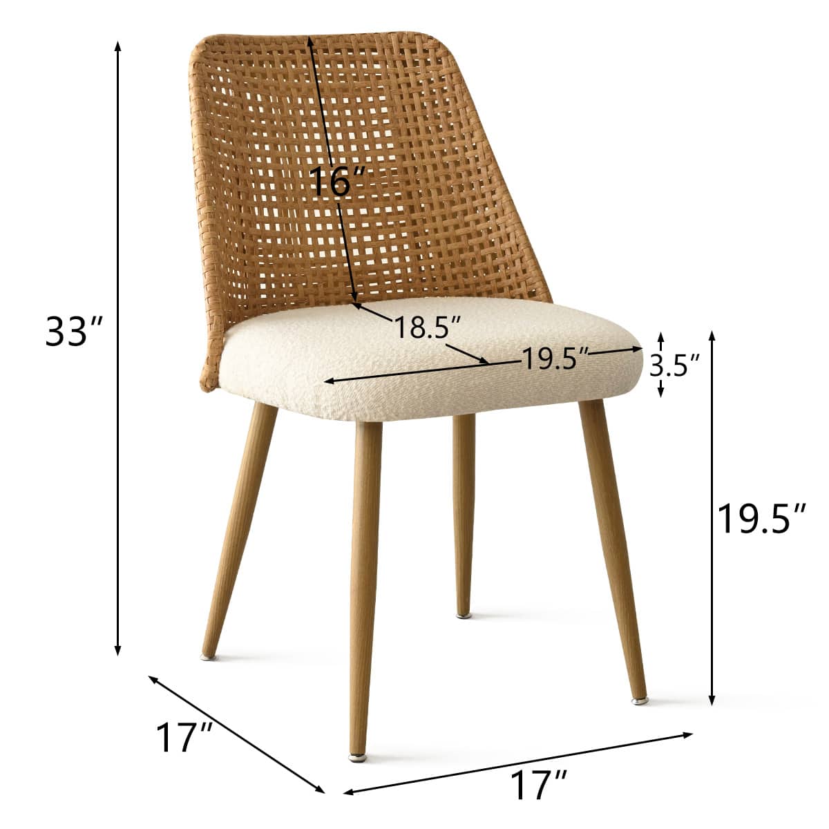 Maison Boucle MILAN-CHAIR-OAK-WH-6 Dining-Chairs - View #3