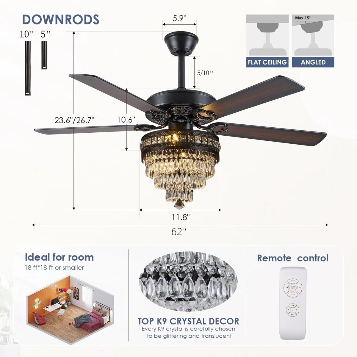 Kviflon LS5003-62BK Ceiling-Fans - View #6