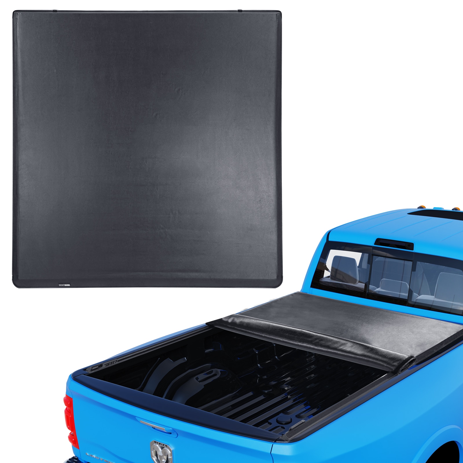VEVOR JQSKCHBXGJQSYTYBSV0 Truck Bed Cover, Roll Up Truck Bed Tonneau Cover, Compatible with 2002-2018 Dodge Ram 1500, 2003-2024 2500 3500, 2019-2024 Classic, for 6.4 x 5.5 ft Bed, Soft PVC material, Roll Up Tonneau Cover