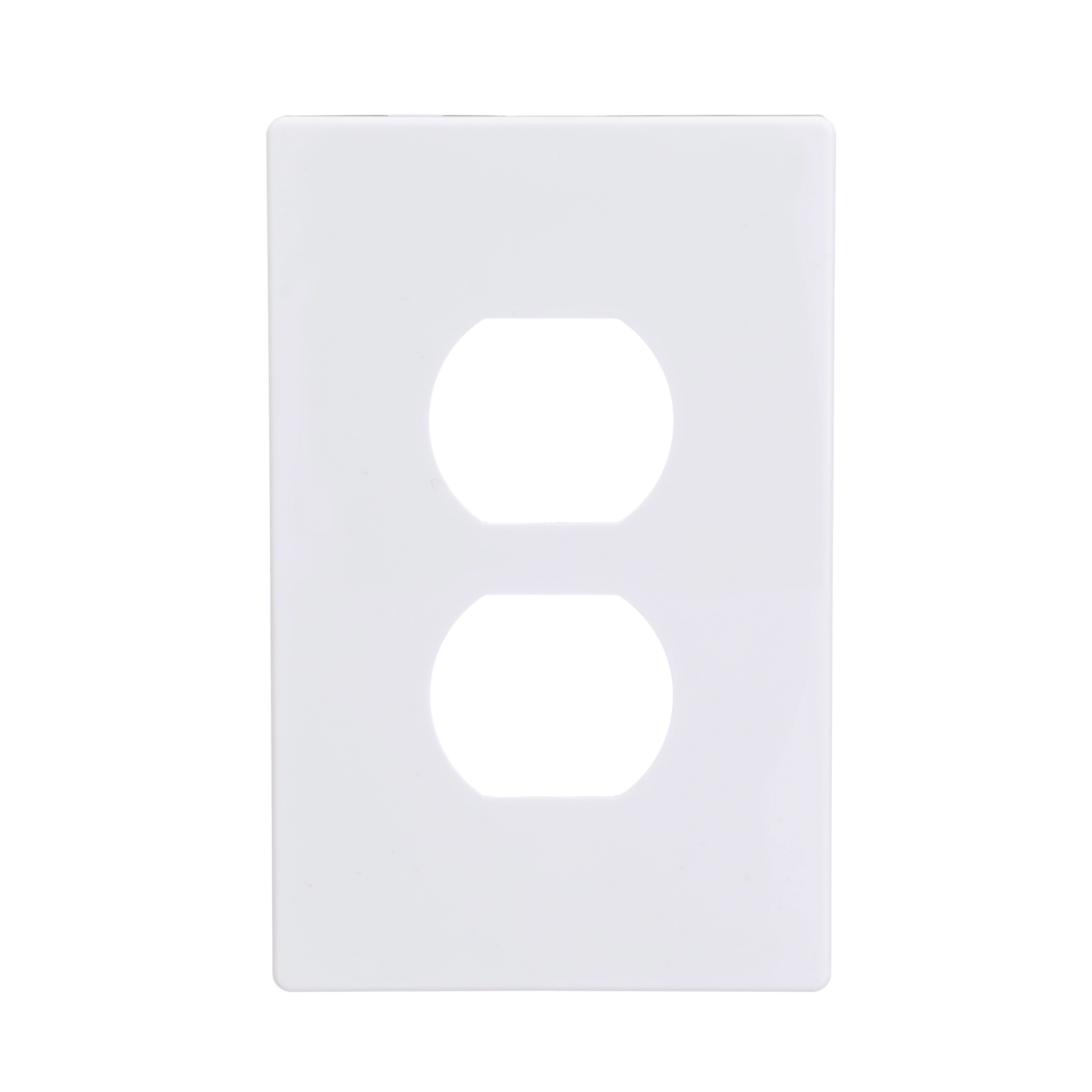 Eaton PJS8W-F-LW 1 -Gang Midsize Size White Polycarbonate Indoor Screwless Duplex Wall Plate