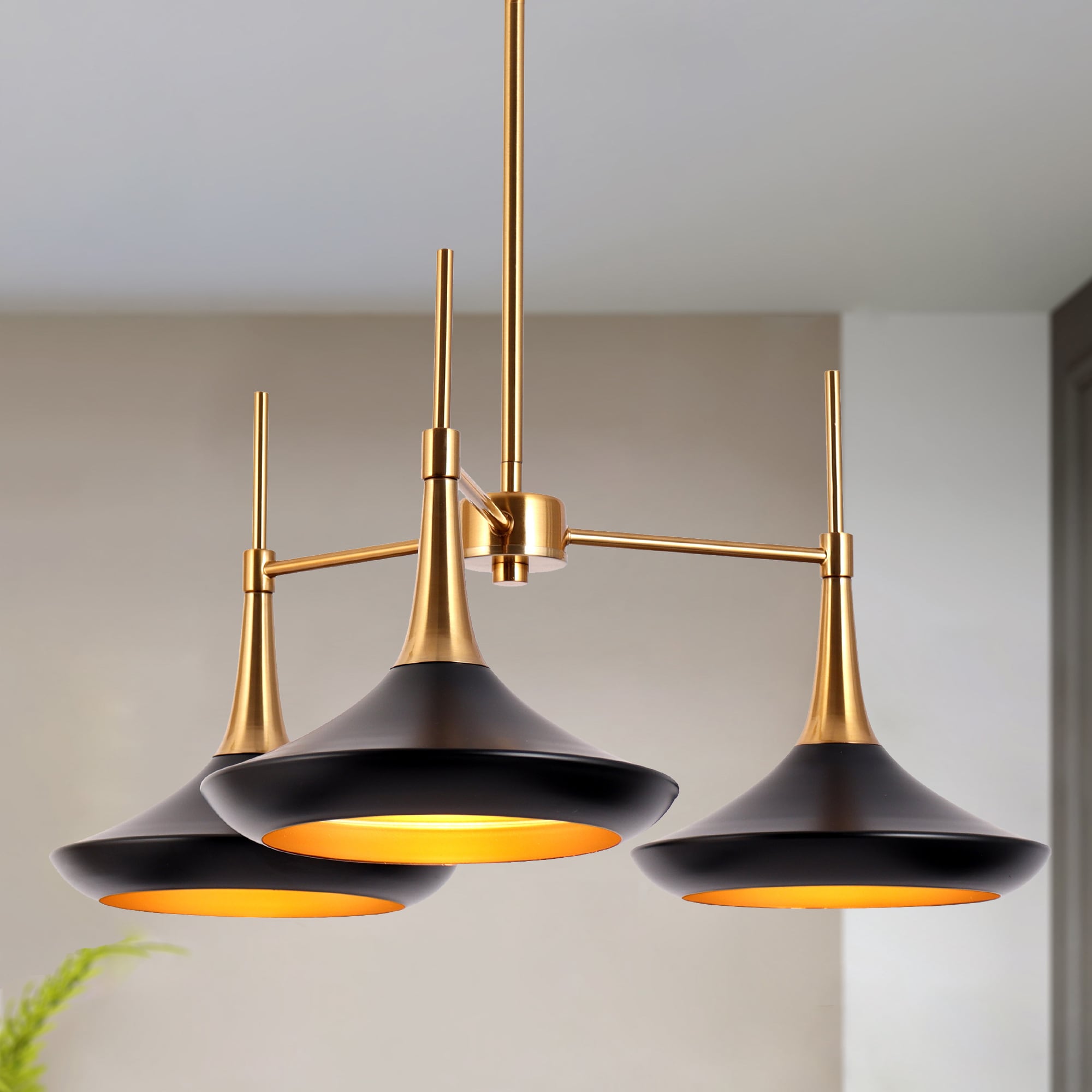 LNC LMUEFVB85C328C Phapricornus 25'' 3 -Light Matte Black Modern/contemporary For Use in Bedrooms, Dining Rooms, Foyers, Kitchens, Living Rooms Chandelier