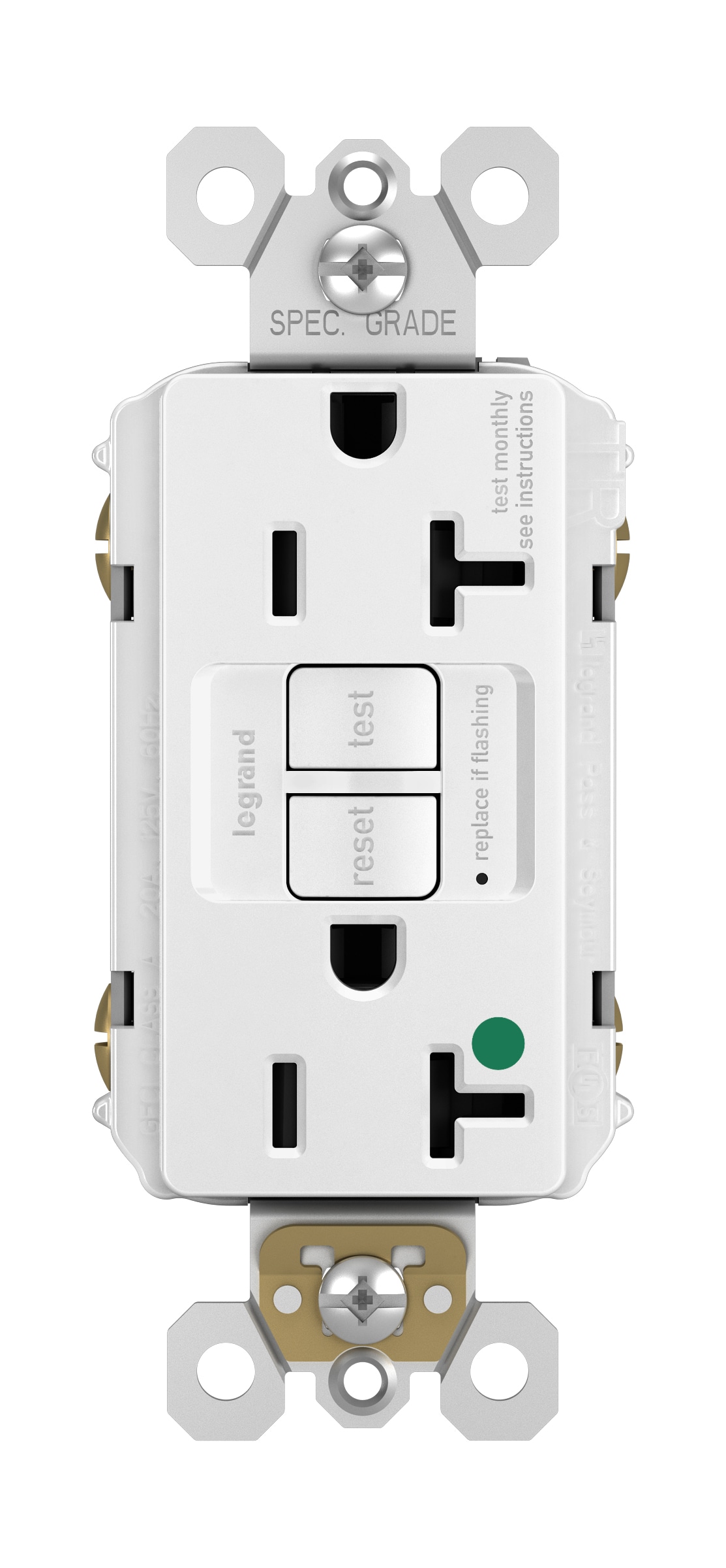 Legrand 2097HGTRW radiant 20 -Amp 125-volt Tamper Resistant GFCI Hospital Decorator Outlet , White