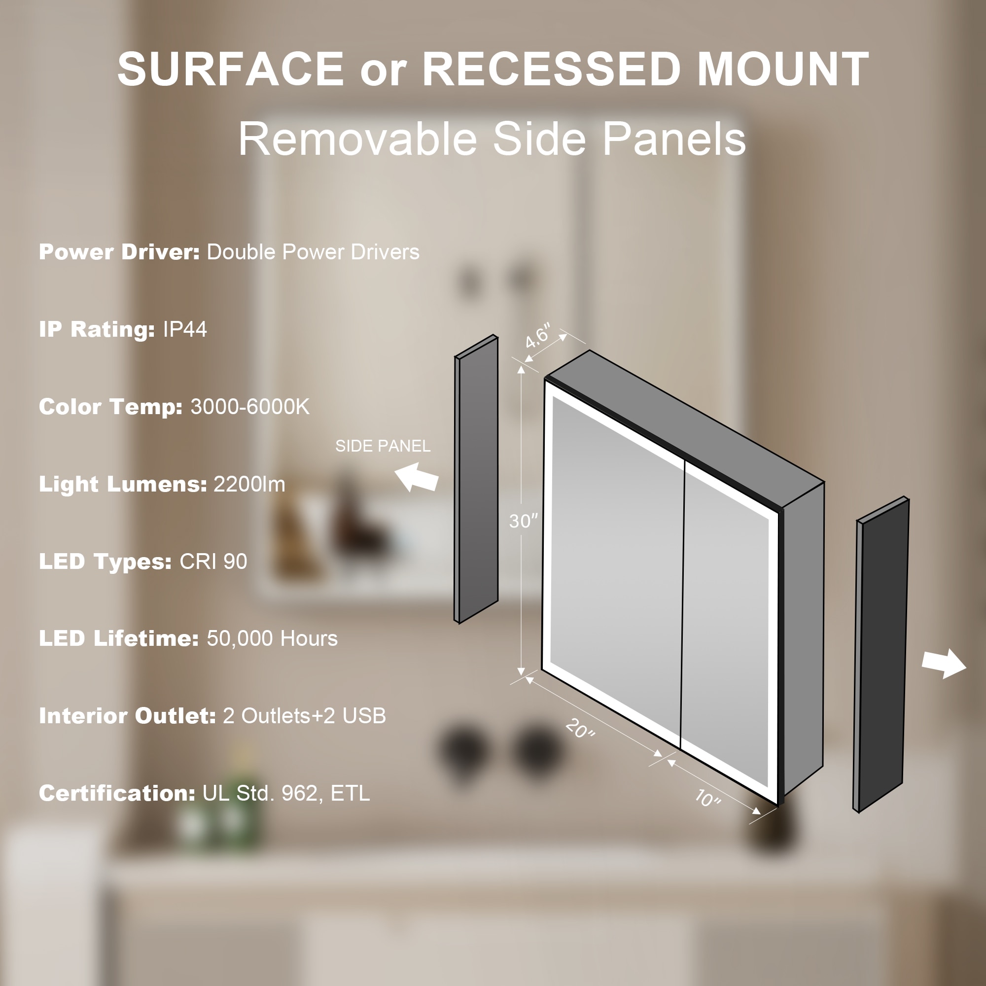 Forclover MF03ZC-BK3030 Bathroom-Medicine-Cabinets - View #10