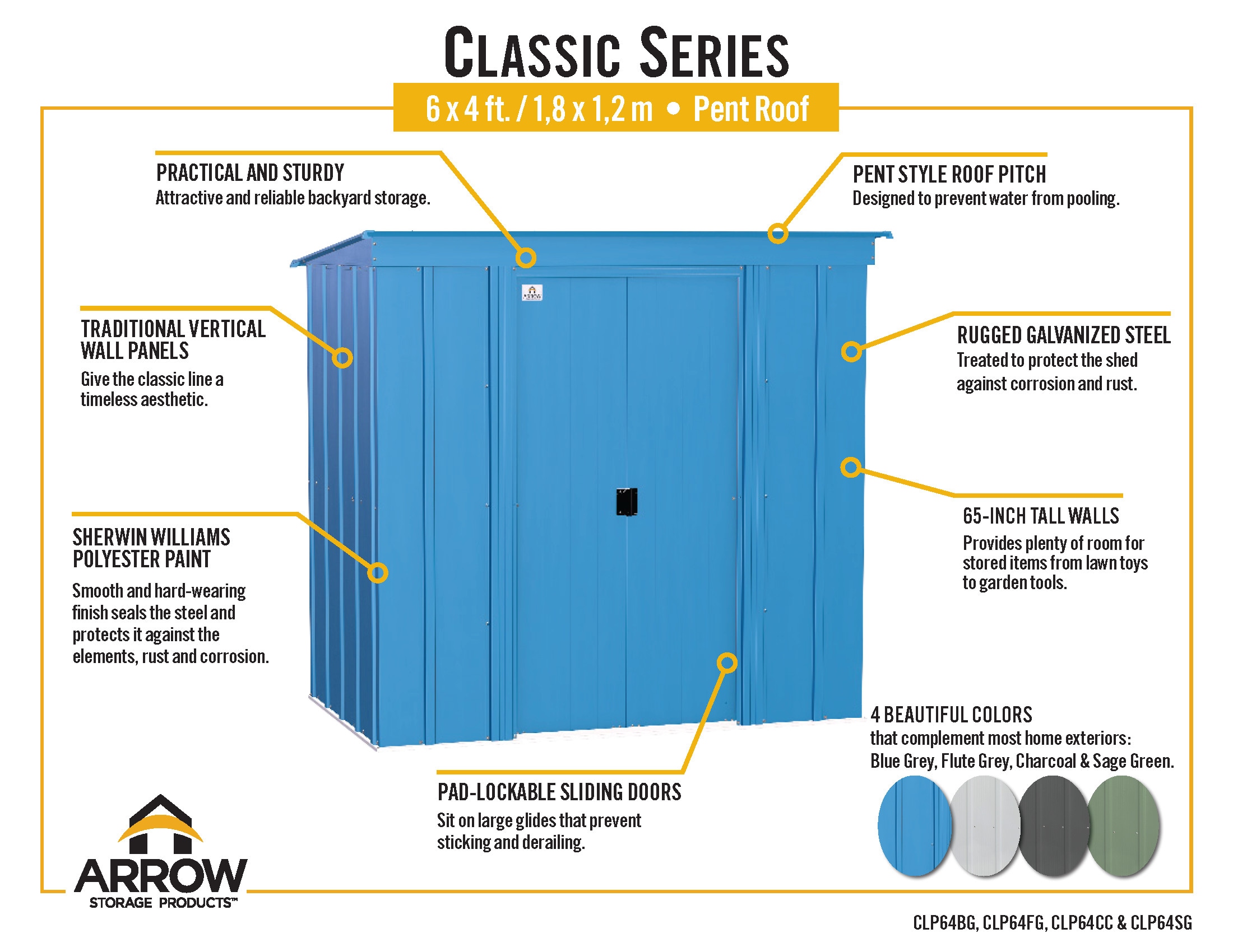Arrow CLP64BG Metal-Storage-Buildings-Sheds - View #7