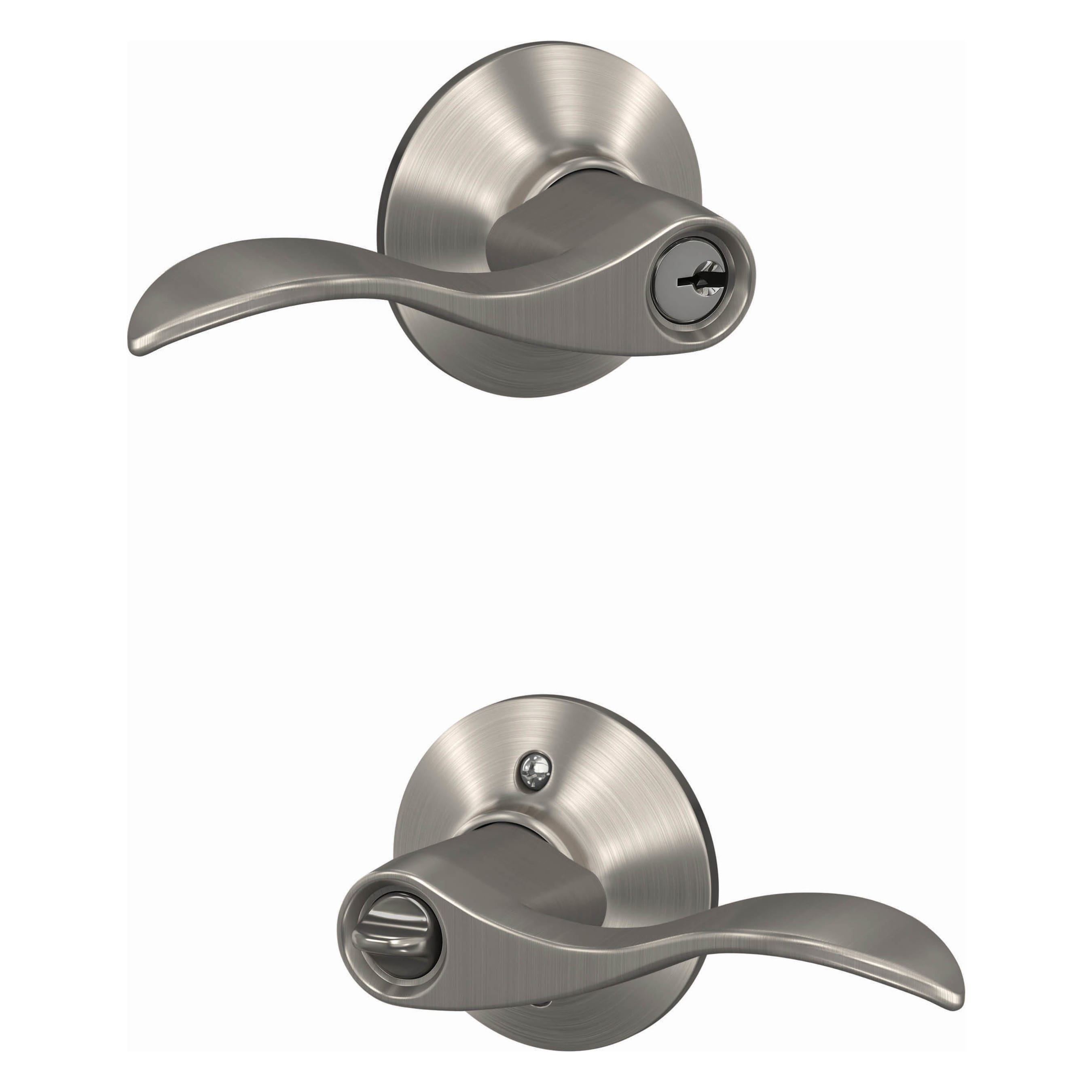 Schlage F51 V ACC 619 Accent Satin Nickel Exterior Keyed entry Door Handle