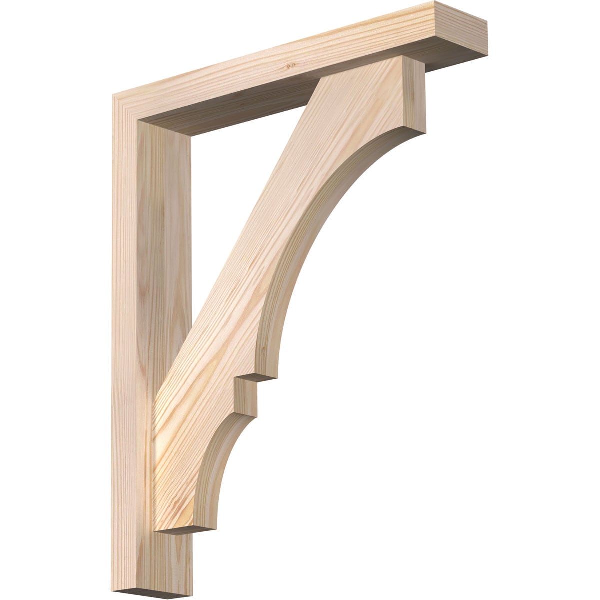 Ekena Millwork 1462113 Balboa Block Smooth Bracket with Offset Brace 3-1/2-in x 18-in x 22-in Douglas fir Brown Wood Standard bracket