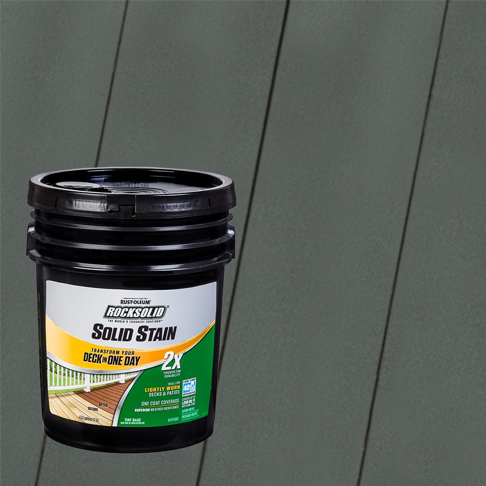 Rust-Oleum 319831T RockSolid 2X Solid Stain Pre-Tinted Pewter Solid Exterior Wood Stain and Sealer in One ( 5-gallon )
