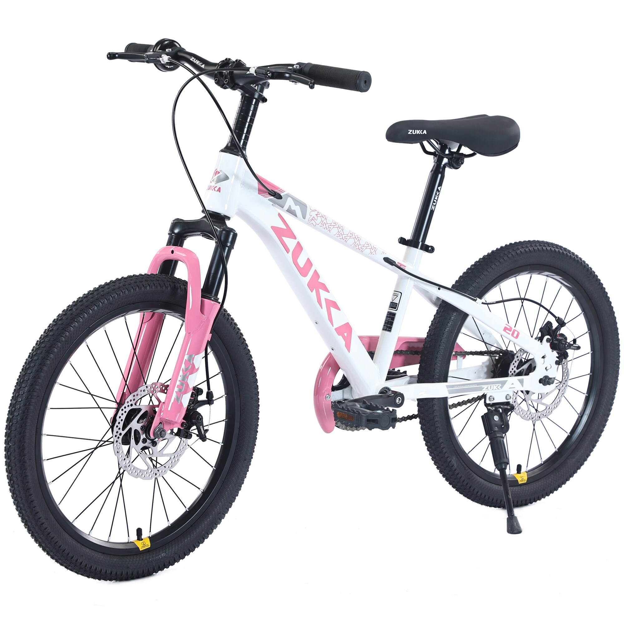 KTMBDW 20 Inch Mountain Bike - Single Speed Bicycle with Dual Disc Brake for Ages 7-10 Years Old Boys Girls (White)