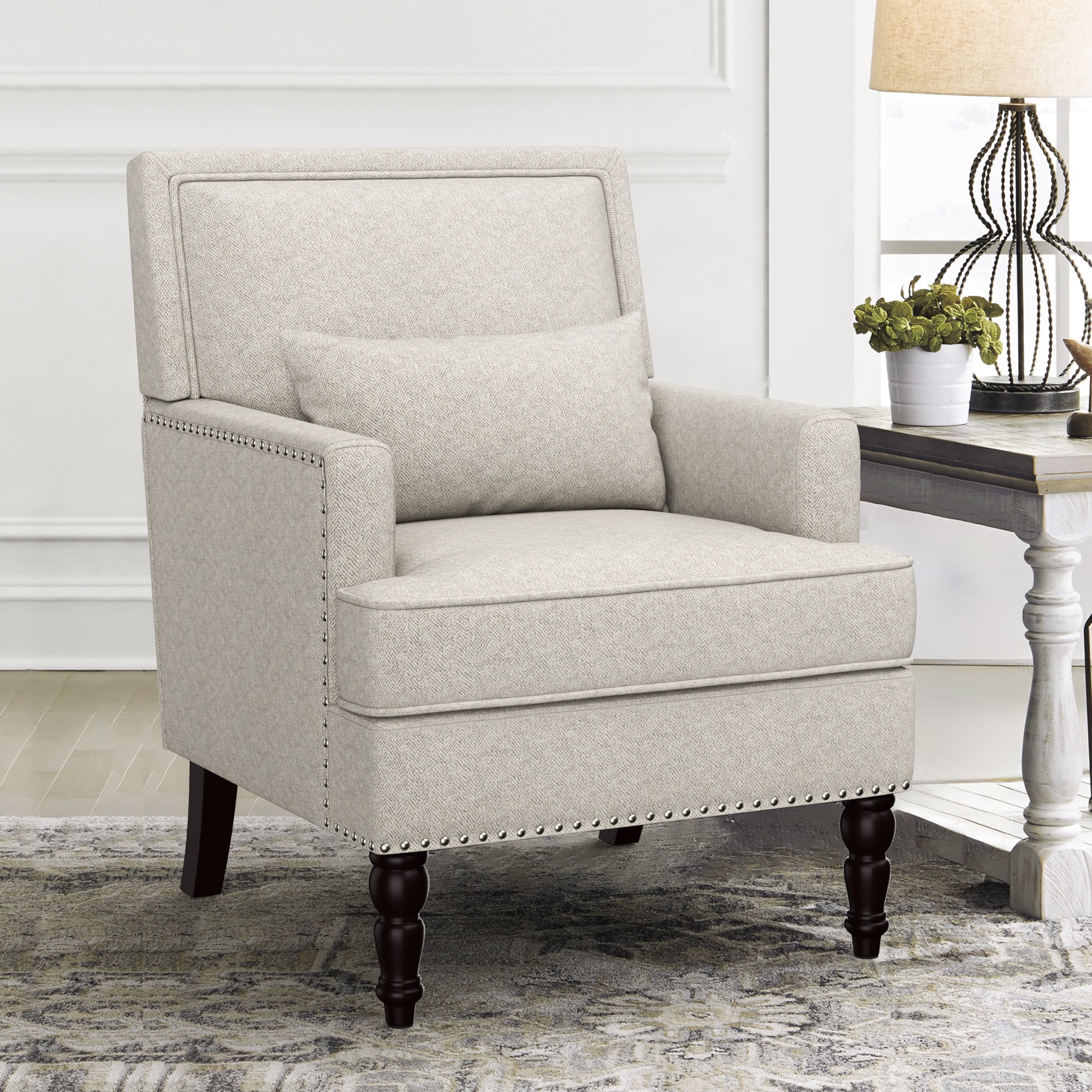 LUE BONA SG-007-01LS Modern Herrinbone Linen Color Accent Chair