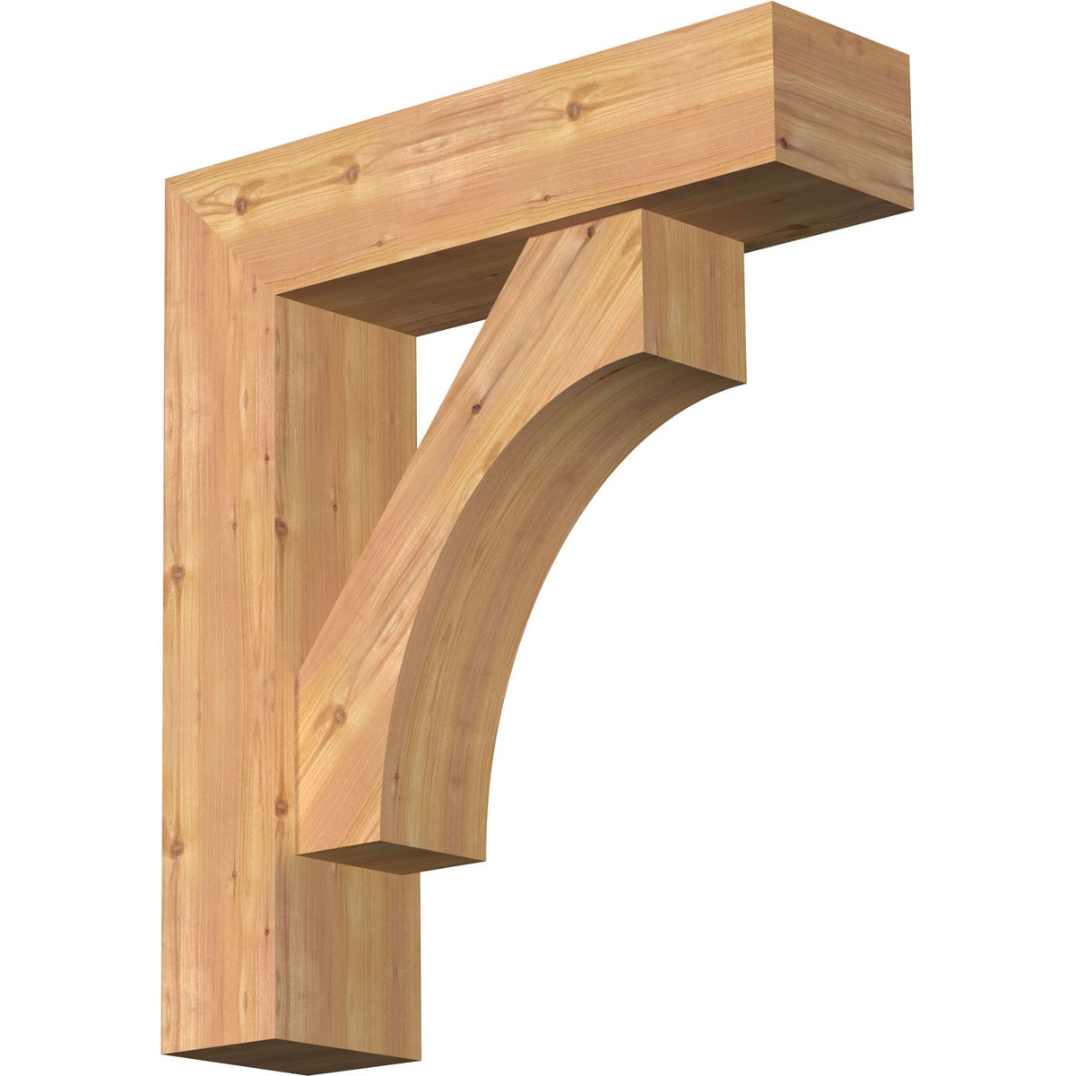 Ekena Millwork 1464483 Westlake Block Smooth Bracket with Offset Brace 7-1/2-in x 28-in x 32-in Western red cedar Brown Wood Standard bracket